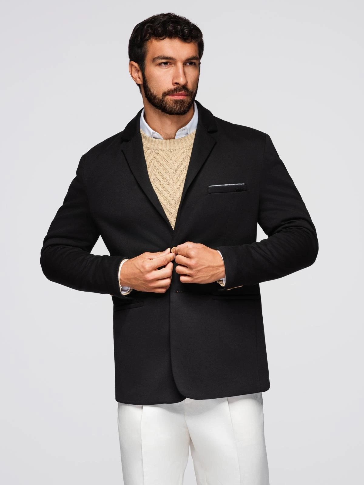 OMBRE Anzugsakko Herren Strickblazer in Slim-Fit-Passform günstig online kaufen