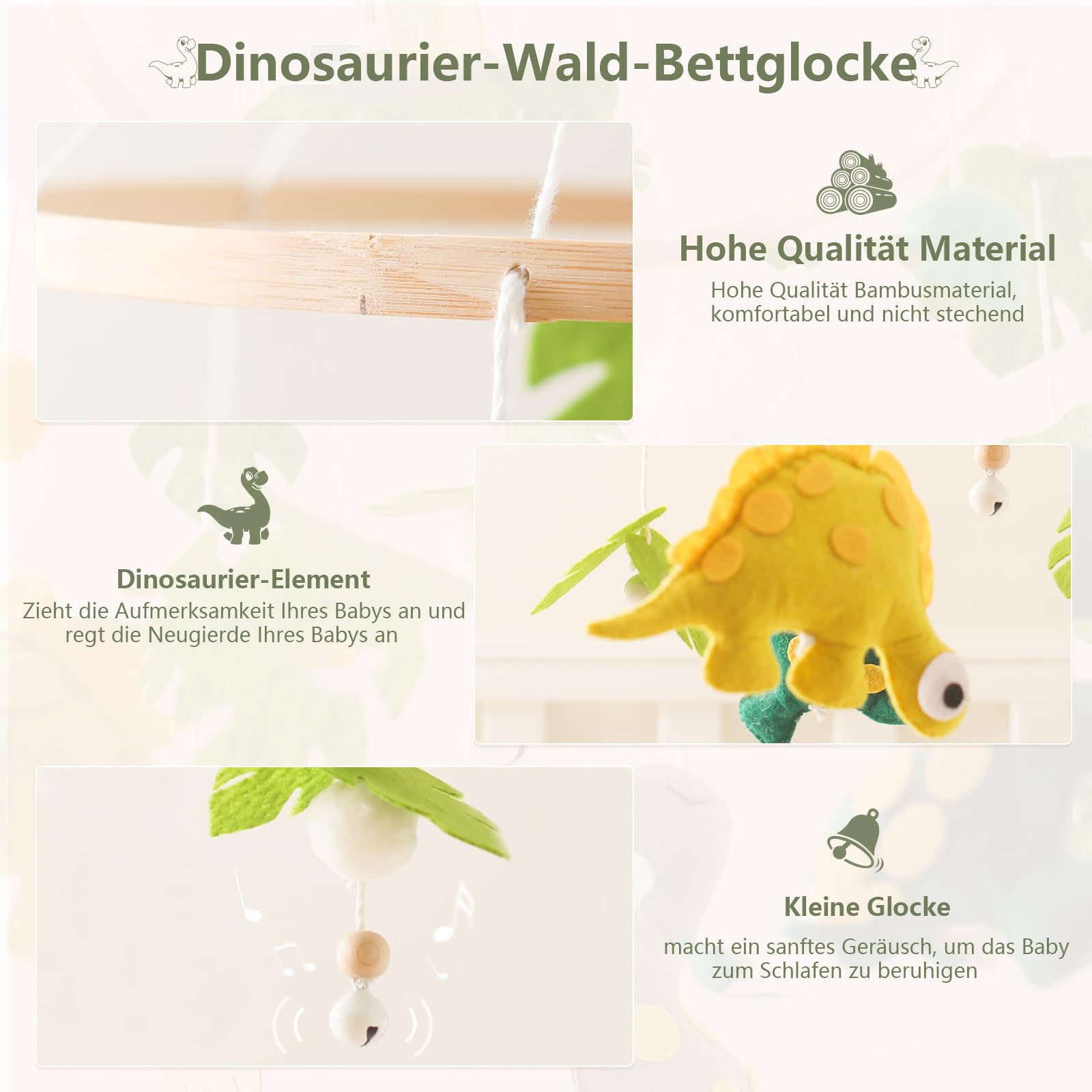 CLTYQ Mobile Windspiele, Tierchen Waldtiere Bettglocke aus Filz, (1-tlg), Babybett Bettglocke Anhänger Mobile Babyzimmer Deko
