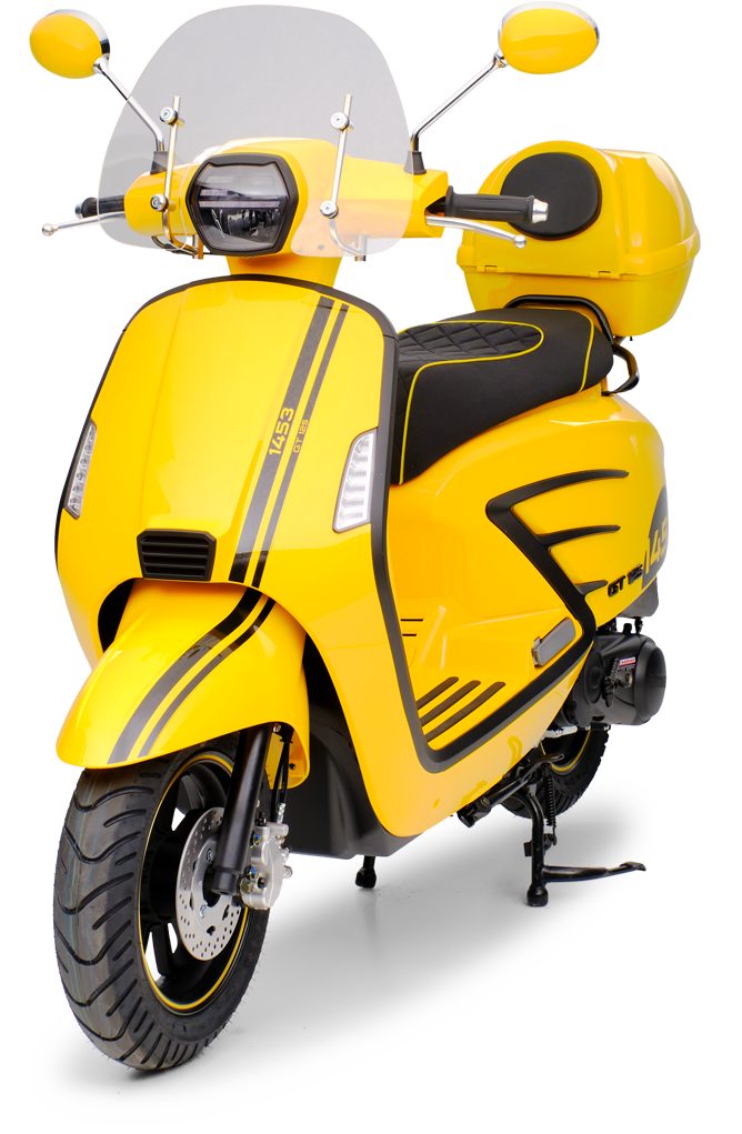 Burnout Motorroller 1453 GT125 125ccm Euro 4 Tageszulassung 85km/h, 125 ccm, 80 km/h, Euro 4, inkl. Topcase + Windschild + USB -Anschluß Gelb