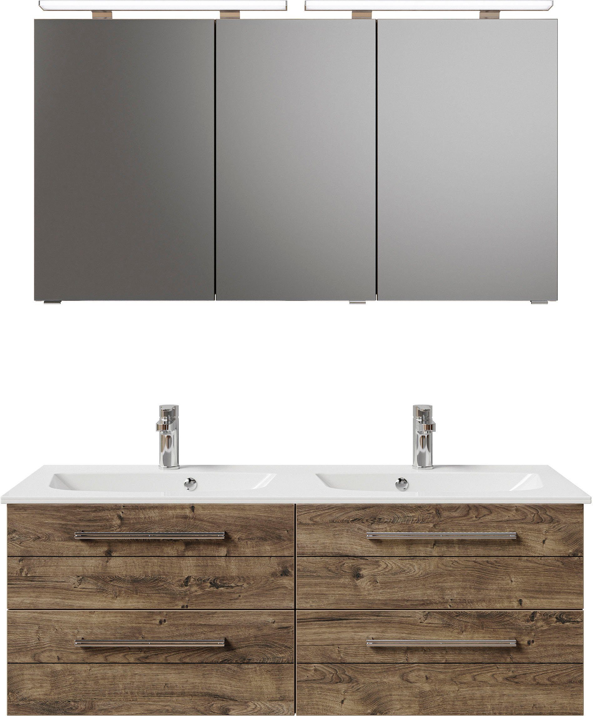 Saphir Badmöbel-Set Serie 6025 2-teilig Mineralmarmor-Waschtisch mit LED-Sp günstig online kaufen