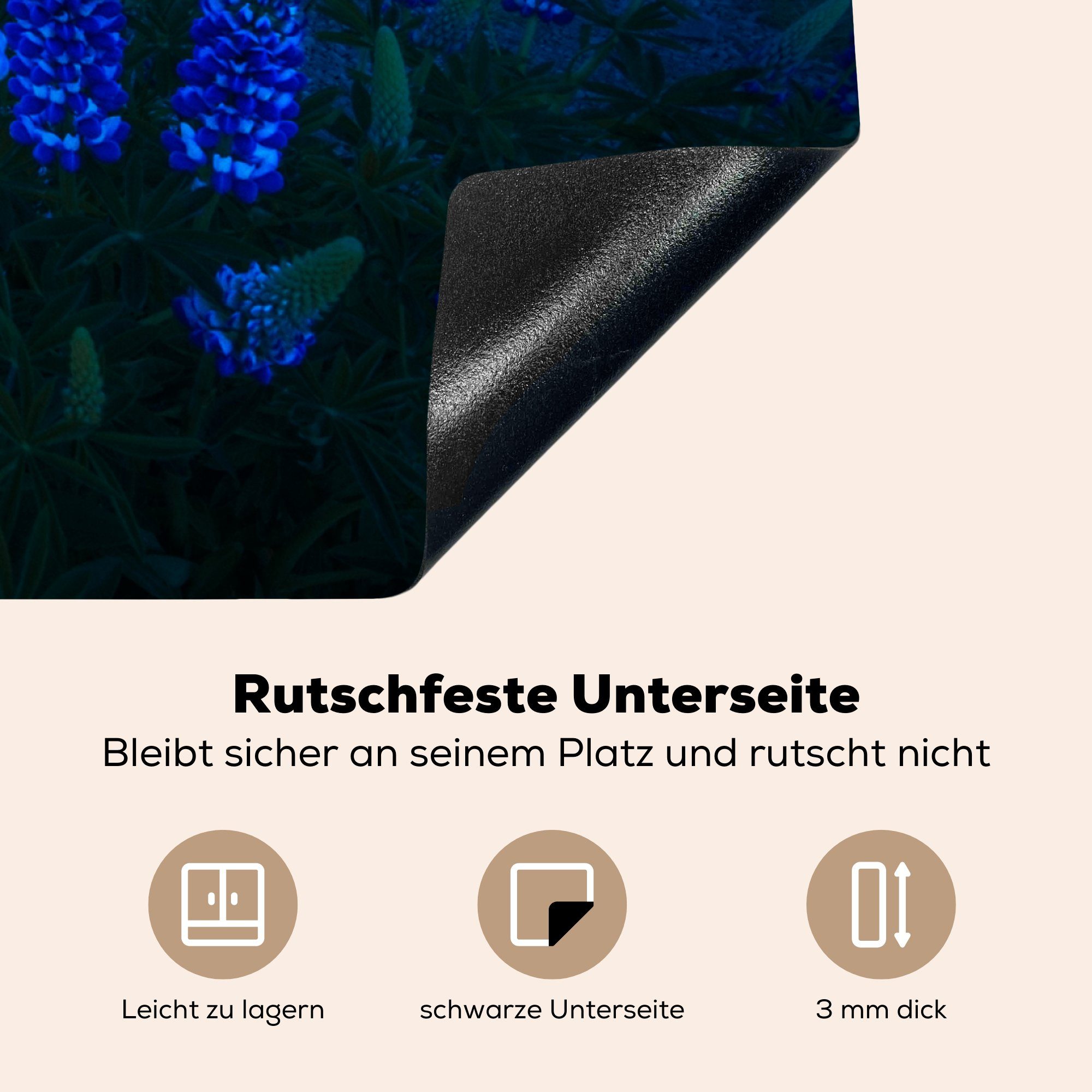 tlg), Blau, MuchoWow Ceranfeldabdeckung, Herdblende-/Abdeckplatte Sternenhimmel für Arbeitsplatte Blumen - cm, (1 Vinyl, küche 78x78 -