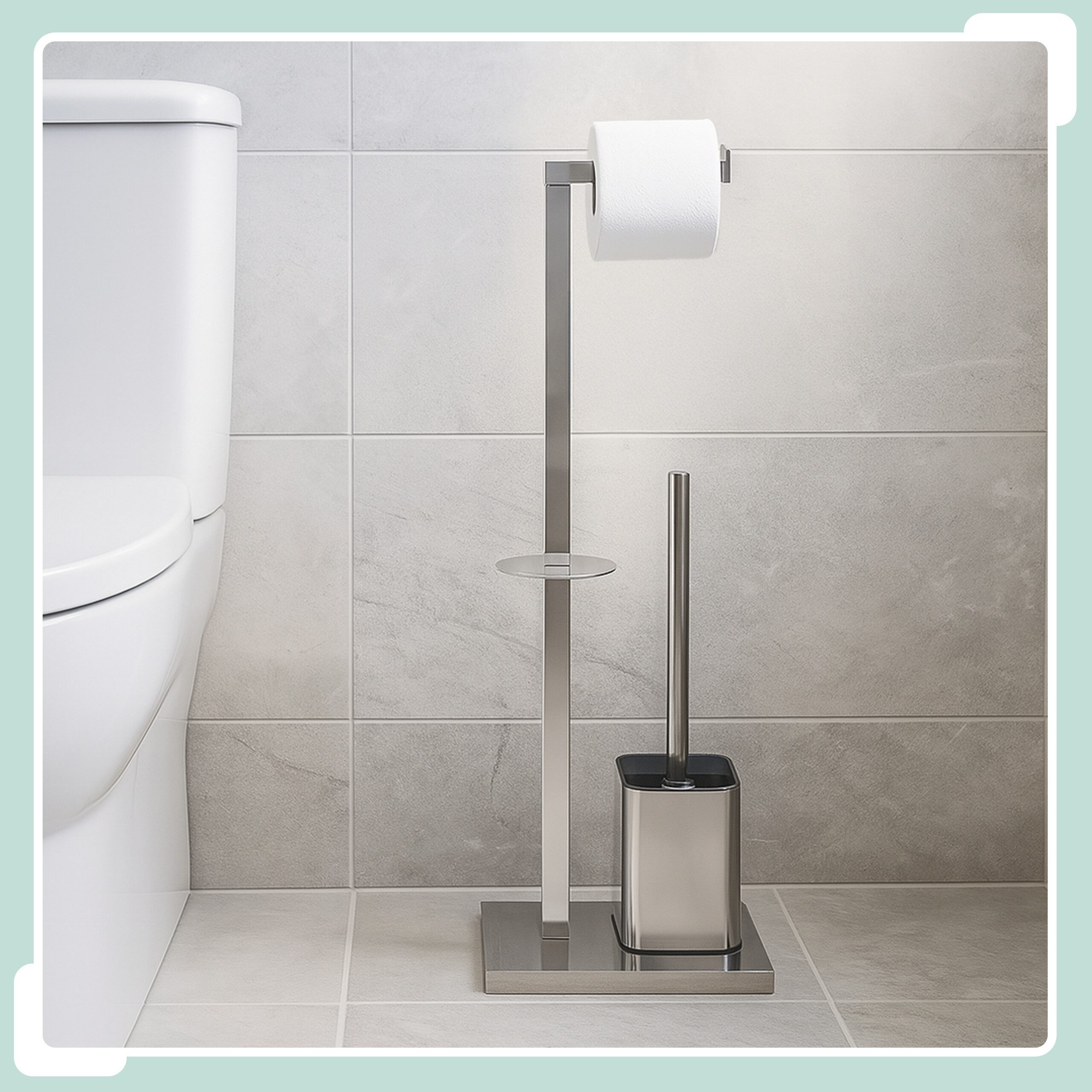 relaxdays WC-Garnitur aus Metall, Gäste-WC, Badezimmer, (3-tlg), silber