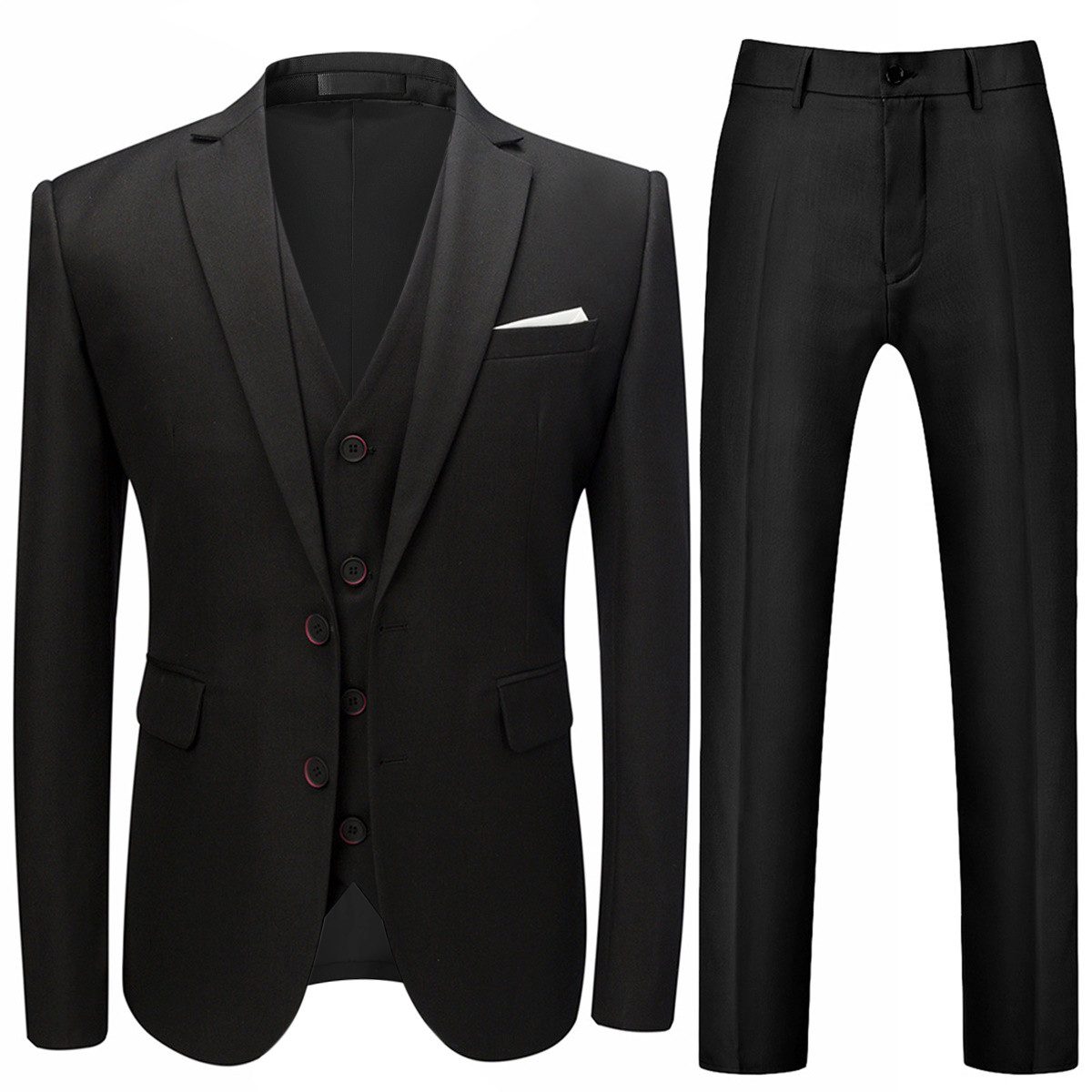 Allthemen Anzug (3 tlg, Sakko & Hose & Weste) Herren Business Anzug Slim Fit im klassischen Look