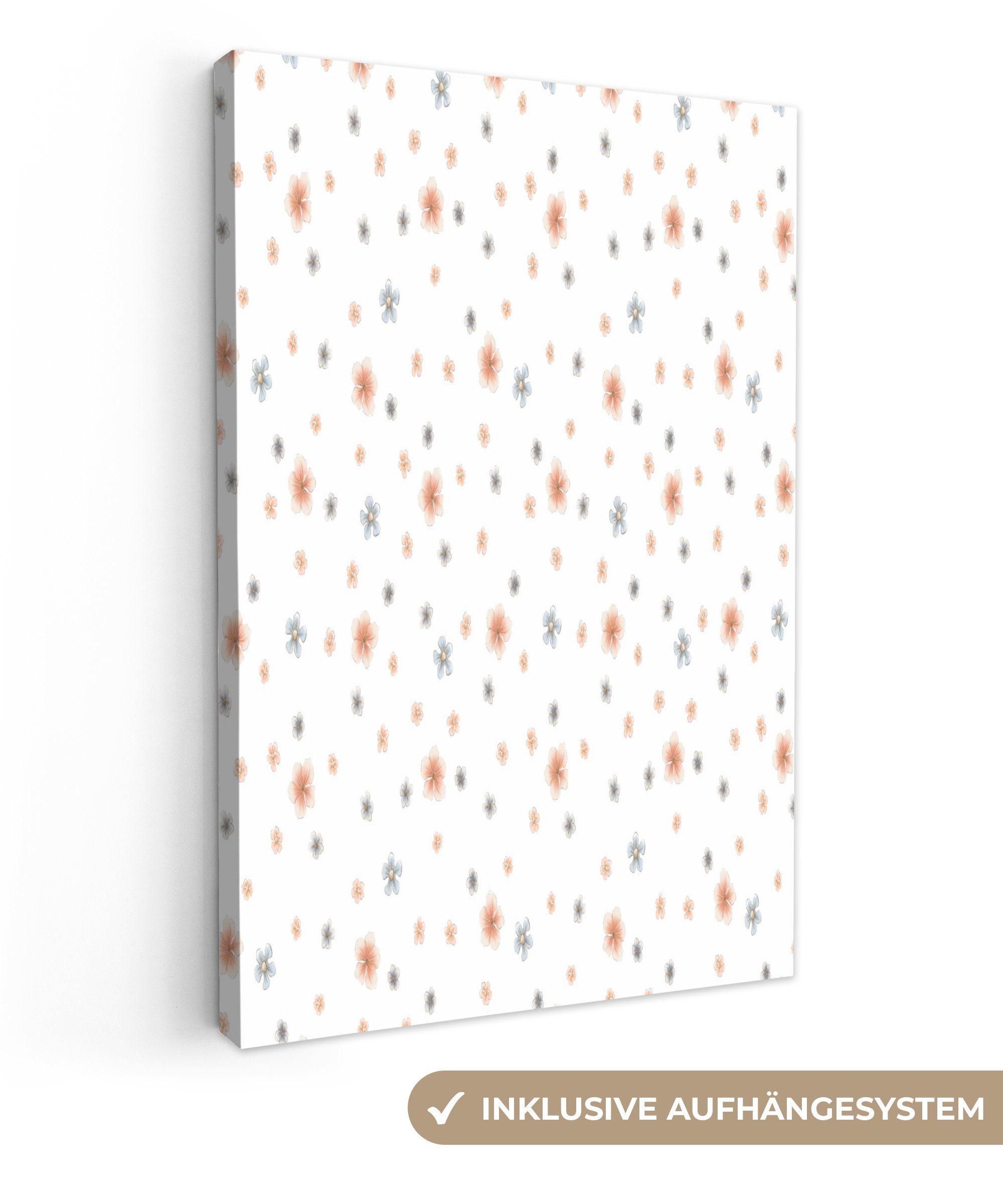 OneMillionCanvasses® Leinwandbild Jahrgang - Flora - Pastell, (1 St), Leinwandbild fertig bespannt inkl. Zackenaufhänger, Gemälde, 20x30 cm