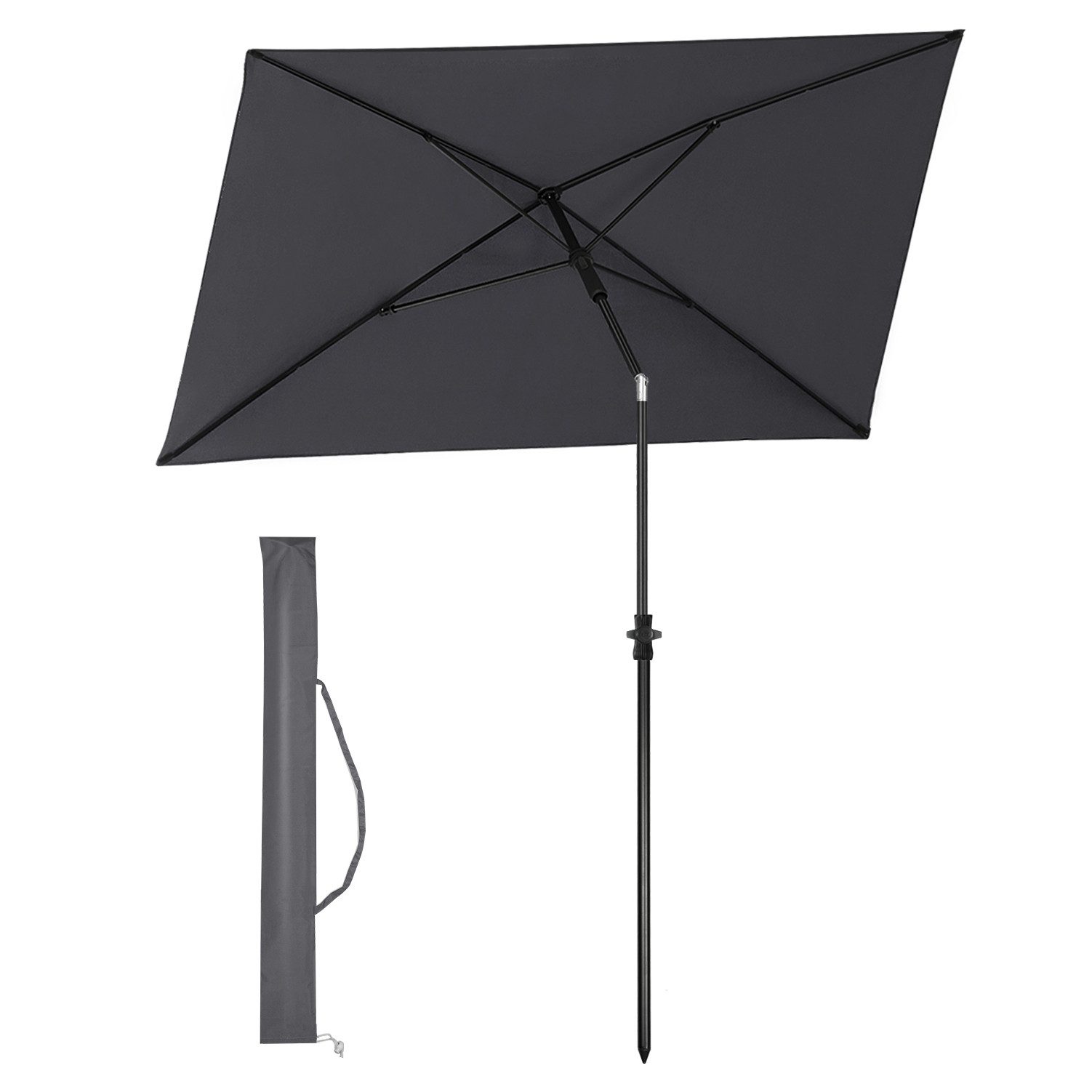 Sonnenschirm 210 x 140 cm Balkonschirm Rechteckig Sonnenschirm mit Schutzhülle