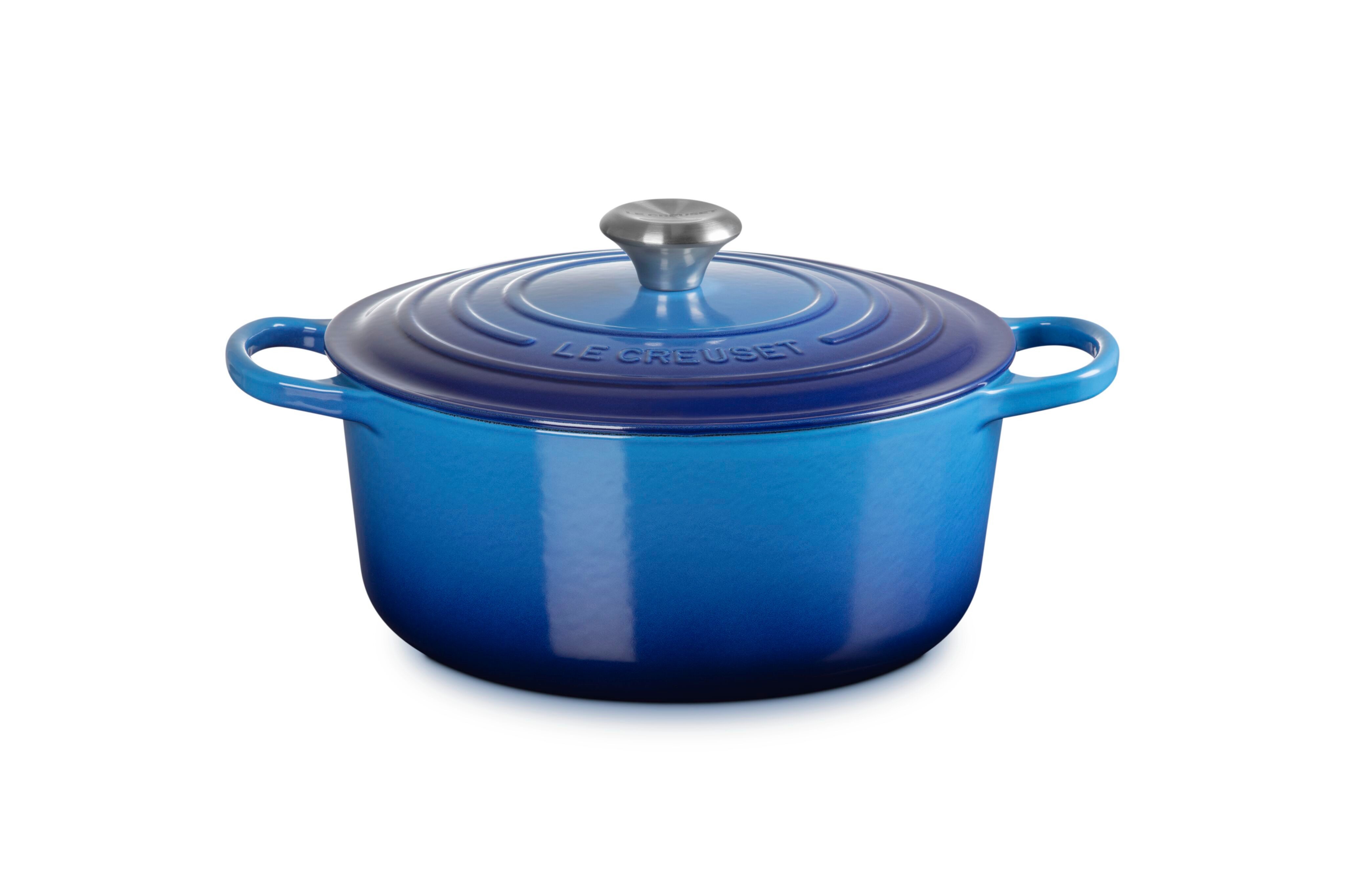 LE CREUSET Bräter Signature Gusseisen-Bräter, Gusseisen, Rund, Ø 26 cm, 4,2 l, 5,14 kg, Azure, 21177262202430