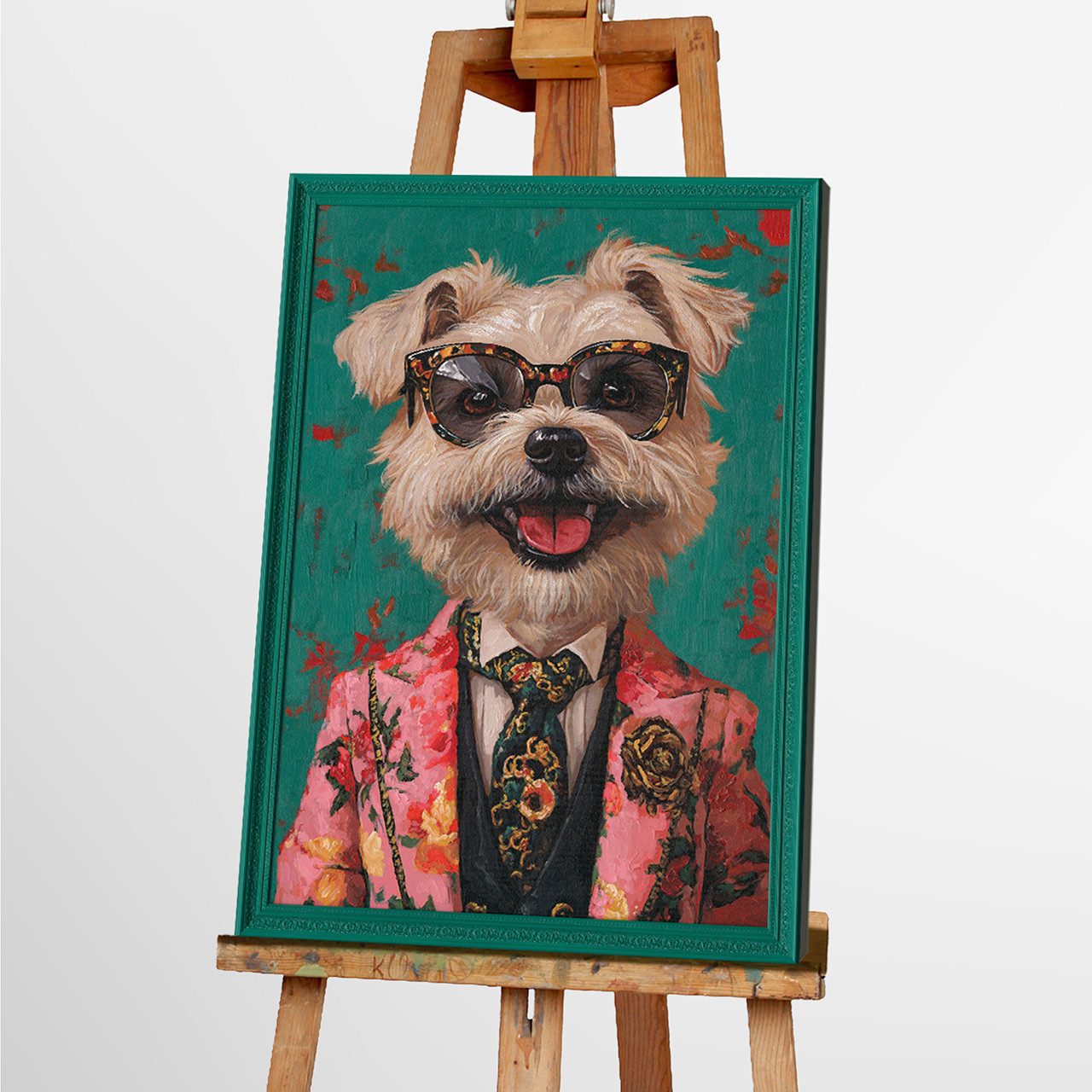 ArtUniverse Gemälde Flower Dressed Westie 70 x 100 cm, Tiermotiv