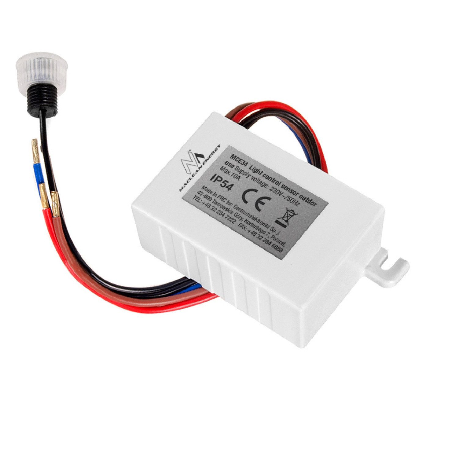 Maclean Dämmerungsschalter MCE34 Dämmerungssensor mit externer Sonde, 2300W, 10A, 230V, (1-St), einstellbar 5–50 Lux, für Außenbeleuchtung & LED