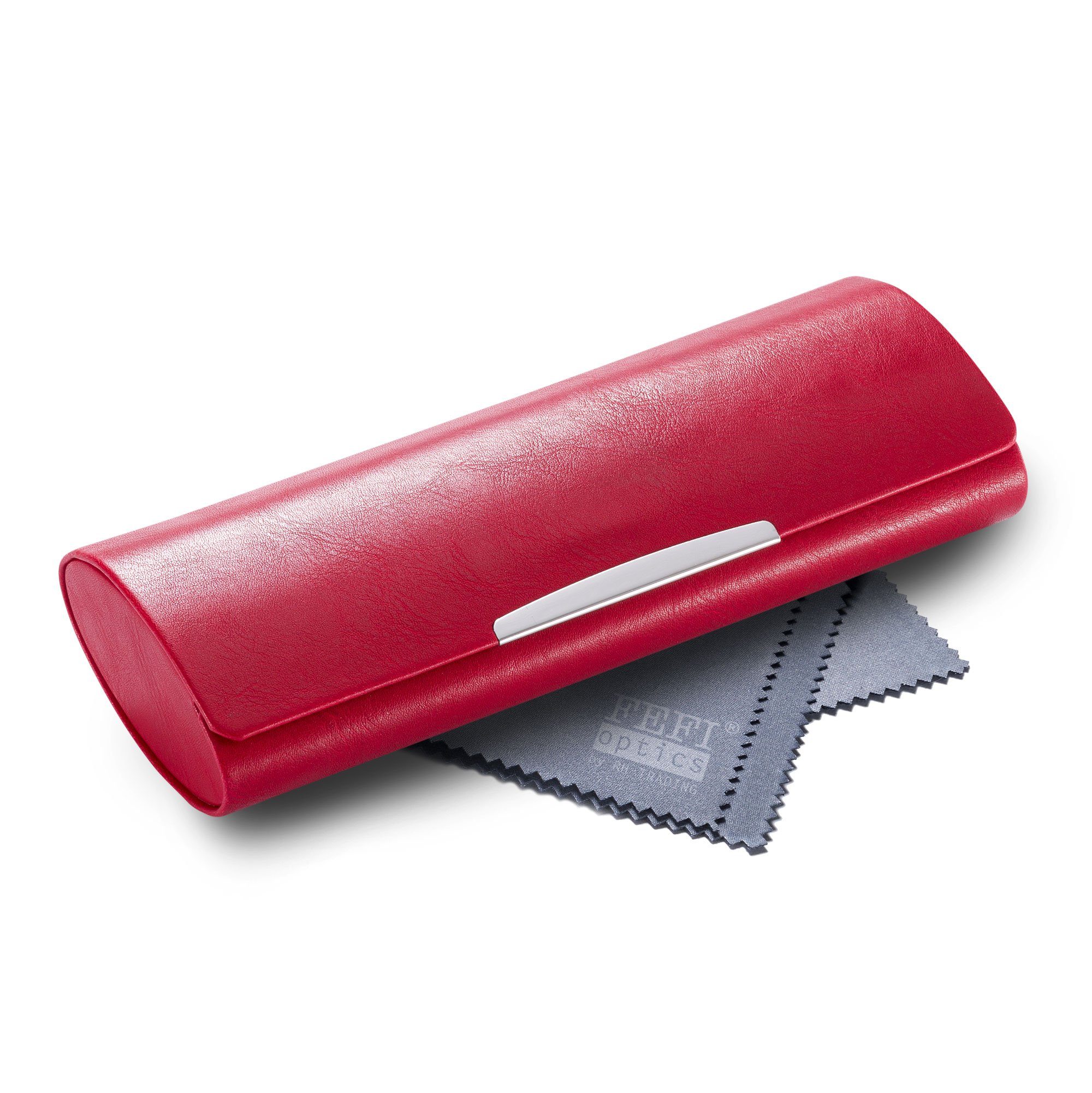 FEFI Brillenetui Großes Etui (Hardcase) mit Chrom-Applikation, inklusive Mikrofasertuch