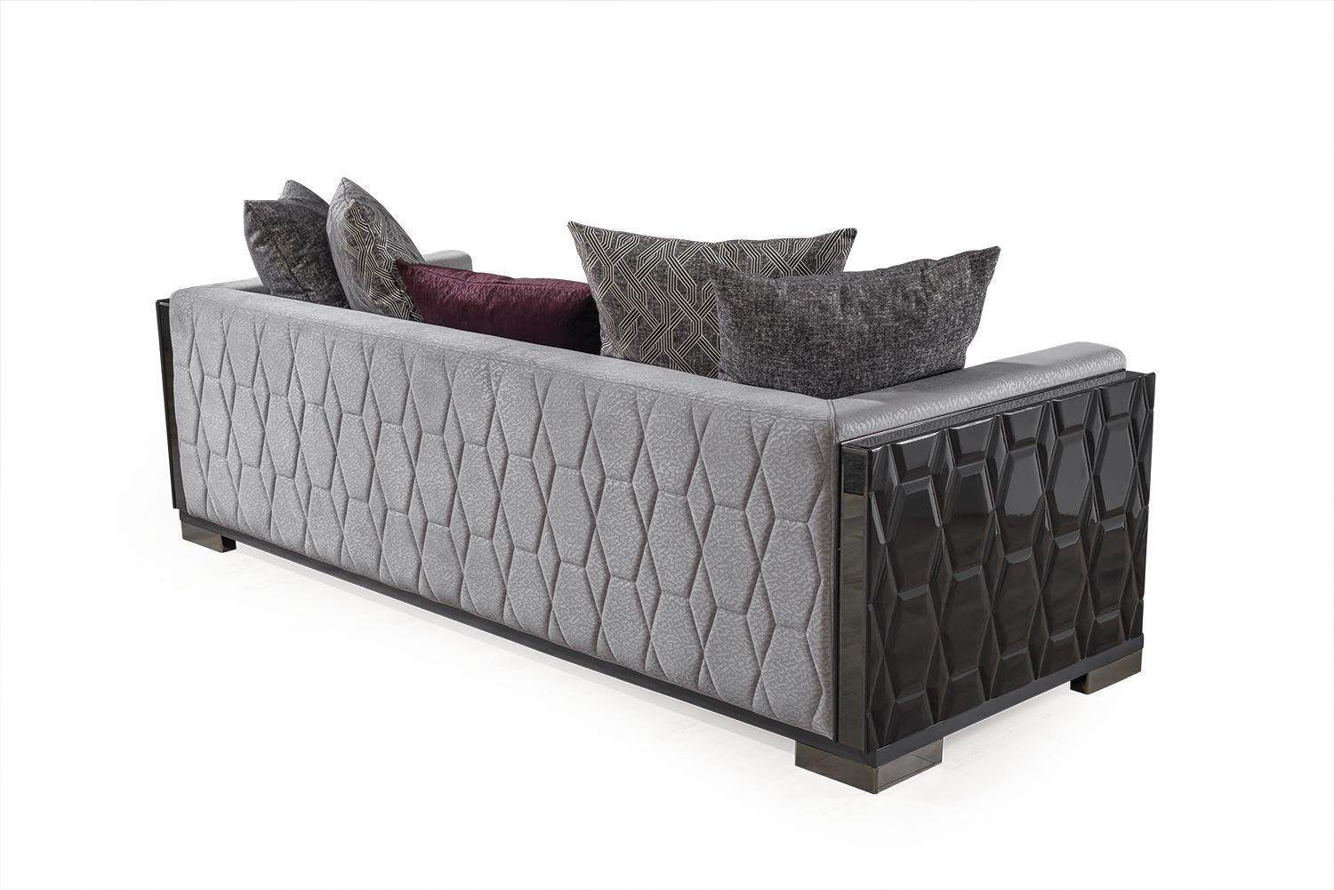 JVmoebel 3-Sitzer Luxus Sofa Dreisitzer Design Couch Sitz Sofas Stoff Grau 3 Wohnzimmer