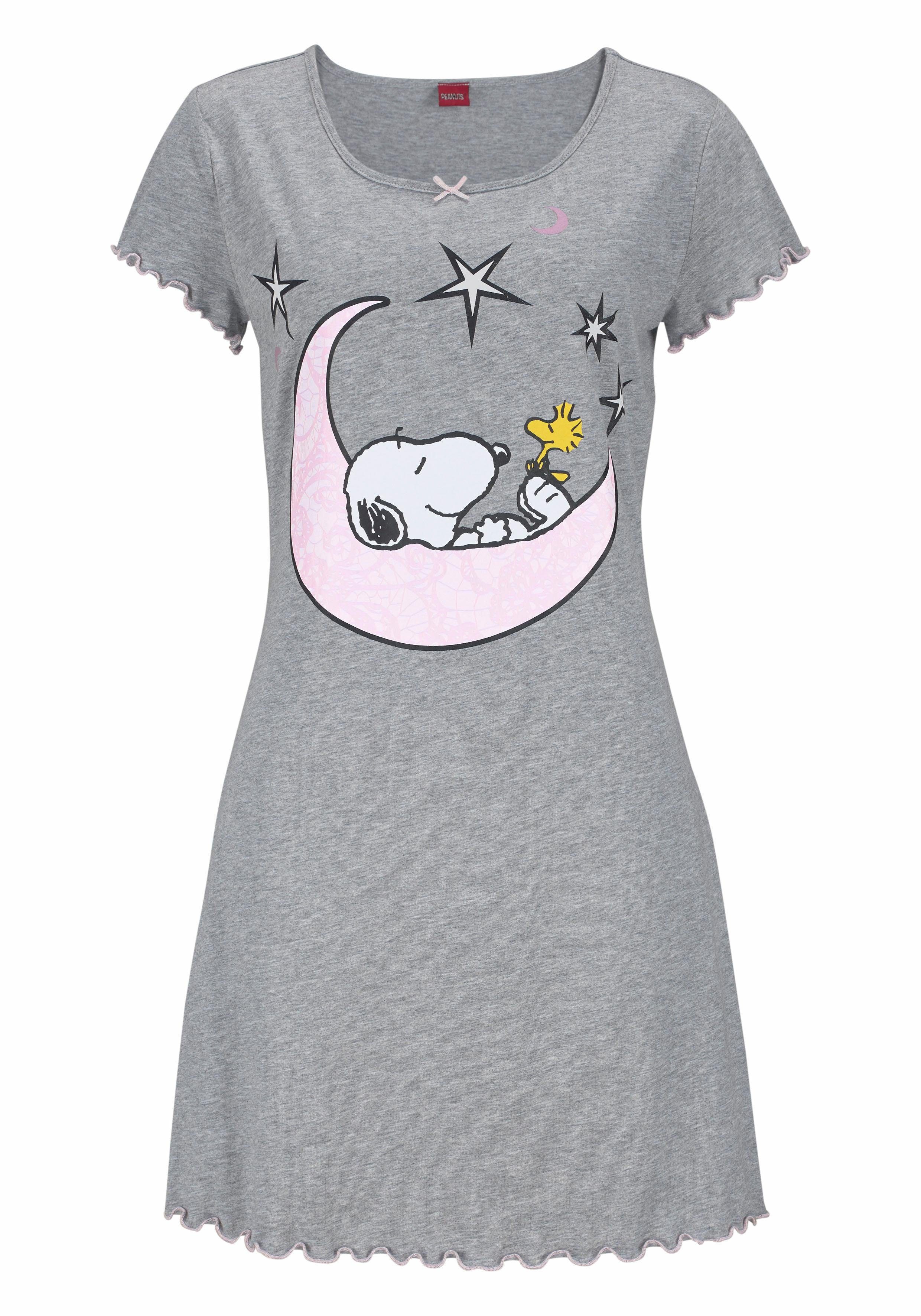 PEANUTS Nachthemd mit Snoopy-Print und Kräuselsäumen günstig online kaufen