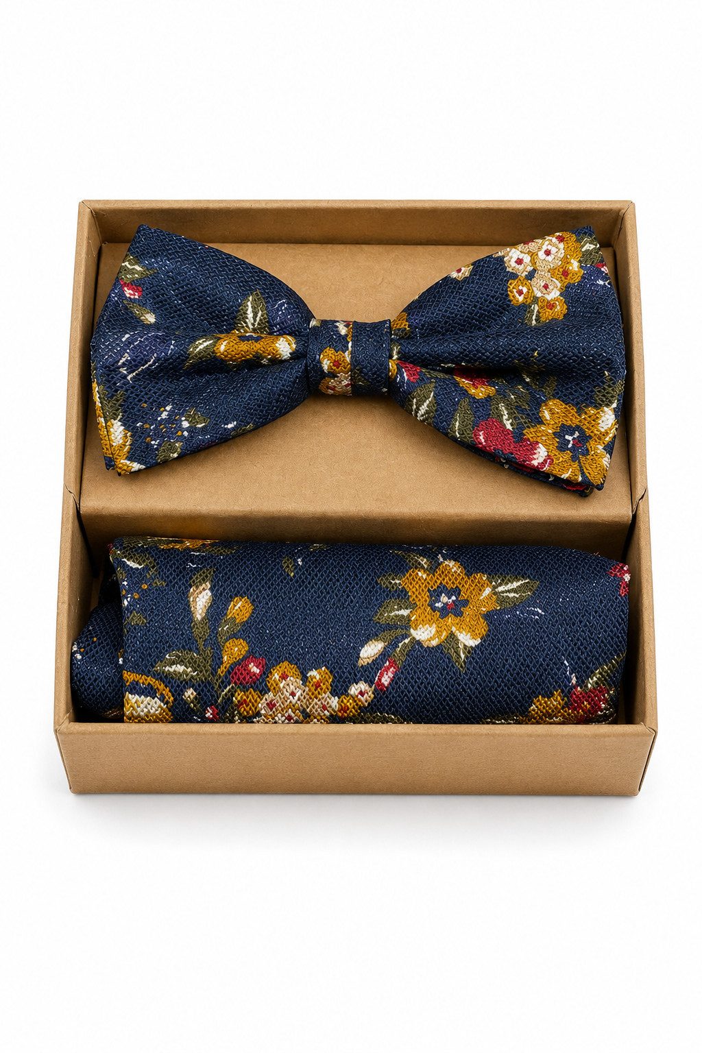 Prince Bowtie Fliege - Set Fliege Einstecktuch - Seidenfliege Blumenmuster