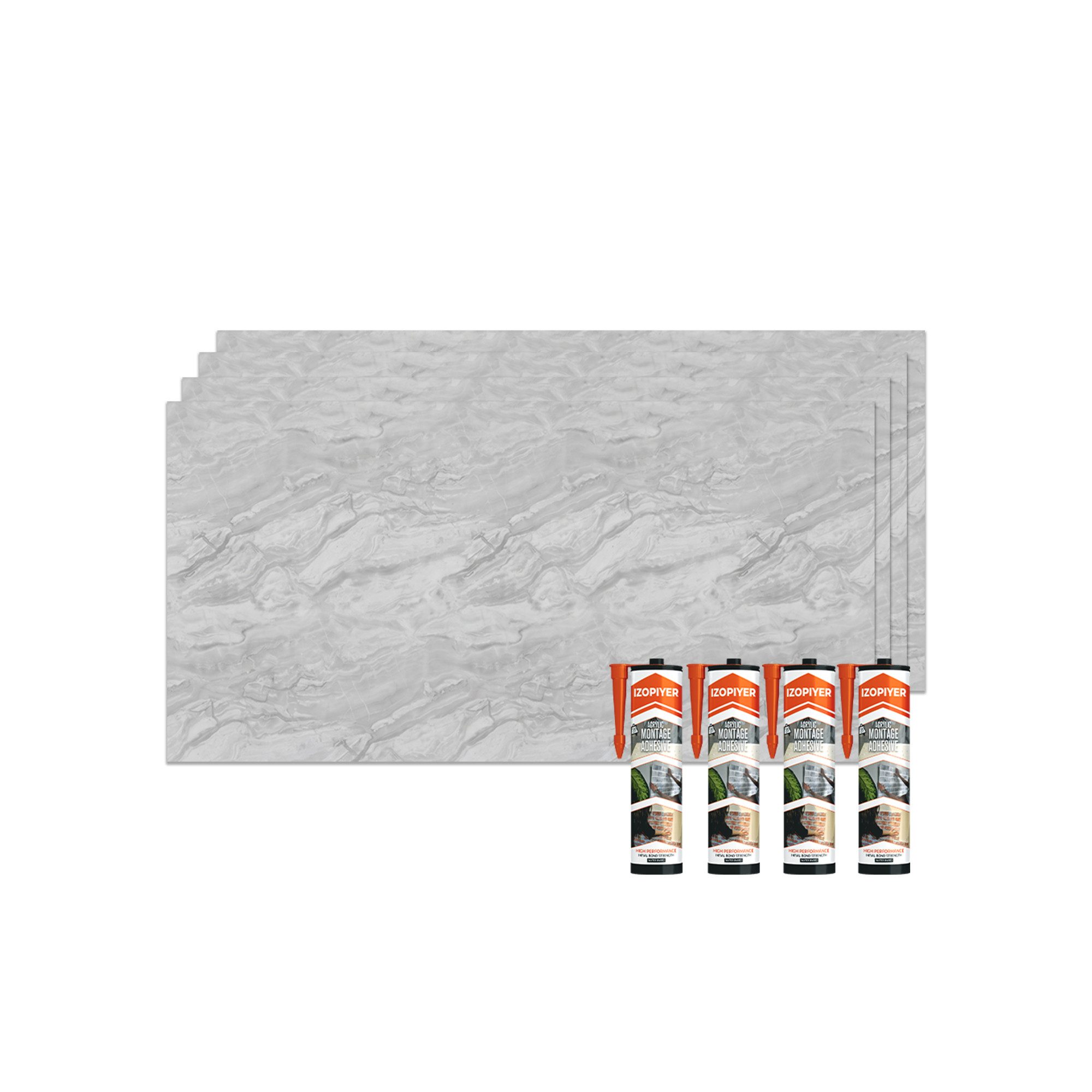 IZODEKOR 3D Wandpaneel PVC Wandverkleidung in Marmoroptik – Fliesenersatz für Bad & Küche, BxL: 60x120 cm, 0,72 qm, (wasserfest, kratzfest, pflegeleicht, direkt auf Fliesen montierbar, 1er- oder 4er-Set, optional mit Montagekleber) Direkt auf Fliesen montierbar, fleckenabweisend