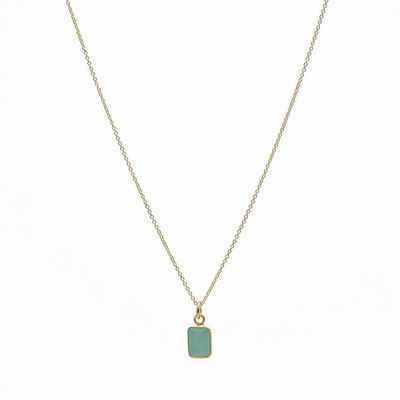 iz-el Silberkette Kette Gold Chalcedon Baguette - goldene Halskette, 925 Sterling Silber