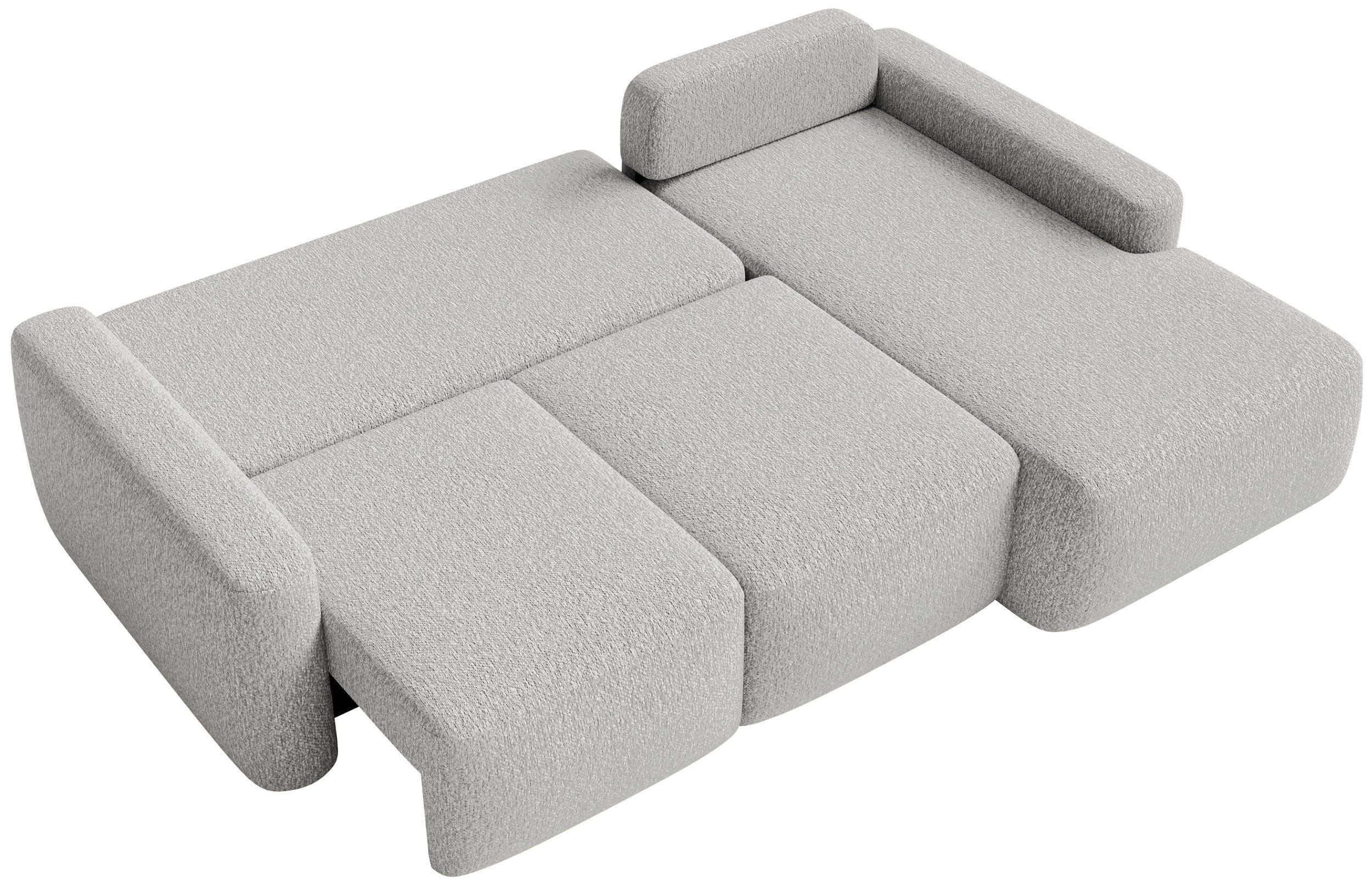 Selsey Ecksofa CARNOS MINI, Ecksofa mit Ottomane, Chenille-Bezug, Schlaffunktion und Bettkasten