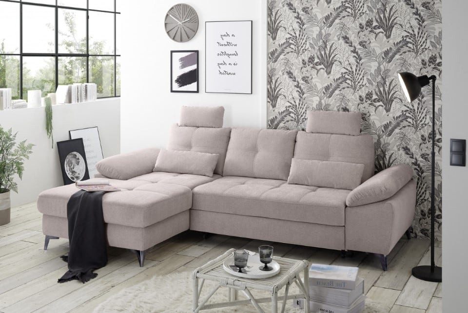 ED EXCITING DESIGN Ecksofa "Auckland L-Form mit Bettfunktion, Bettkasten", günstig online kaufen
