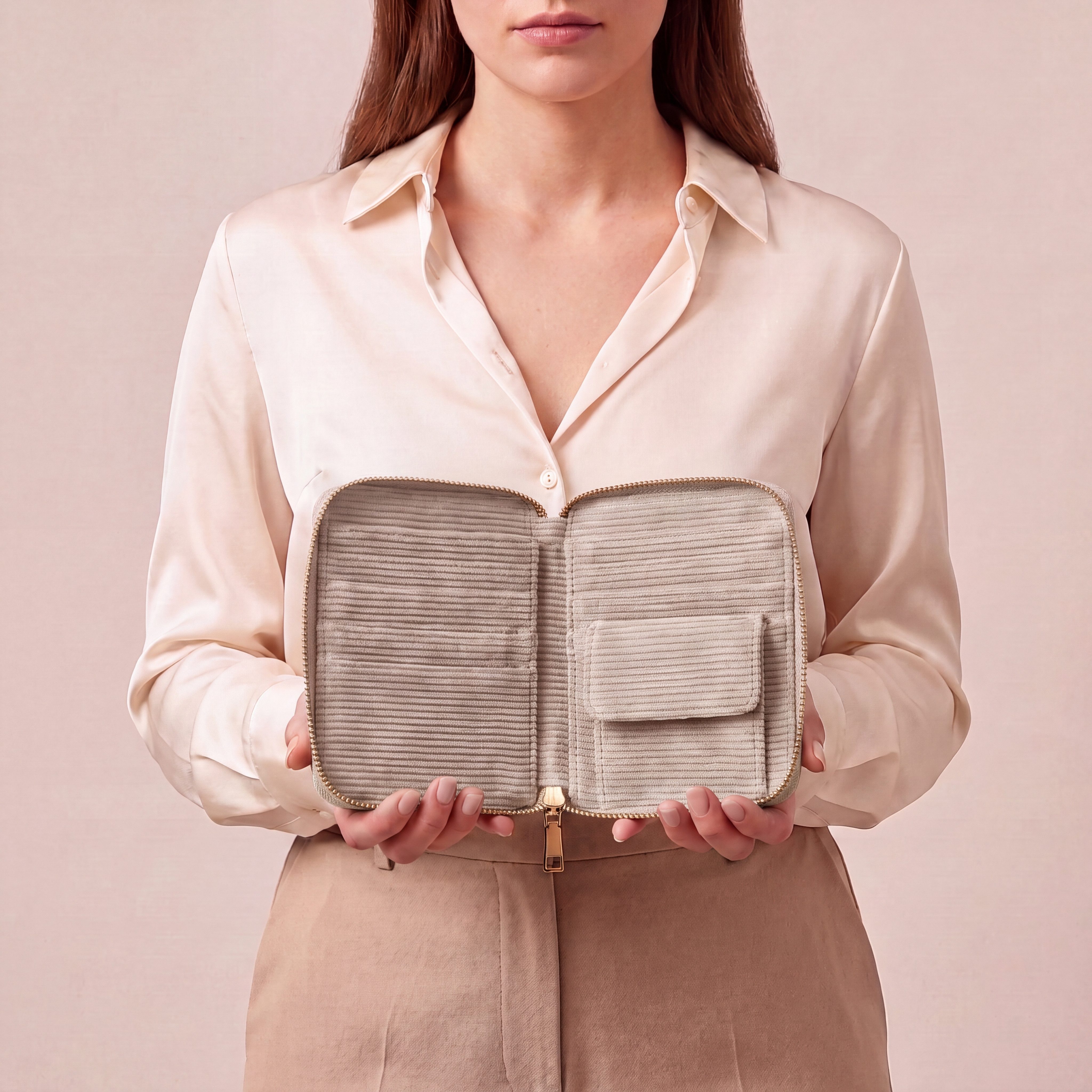 MillyMilk Geldbörse FONDO MEDIUM – Damen Cord Geldbeutel – Stoff Portemonnaie, Cord-Geldbörse mit stabiler Form, viel Platz und Reißverschluss.
