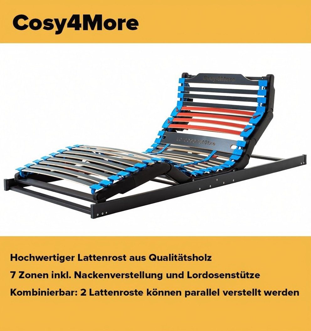 Lattenrost mit Motor 7 Zonen Elektrischer Lattenrost ultraflach passt in jedes Bett, COSYWORLD, Kopfteil motorisch verstellbar, Fußteil motorisch verstellbar, C – Bild 3 von 5