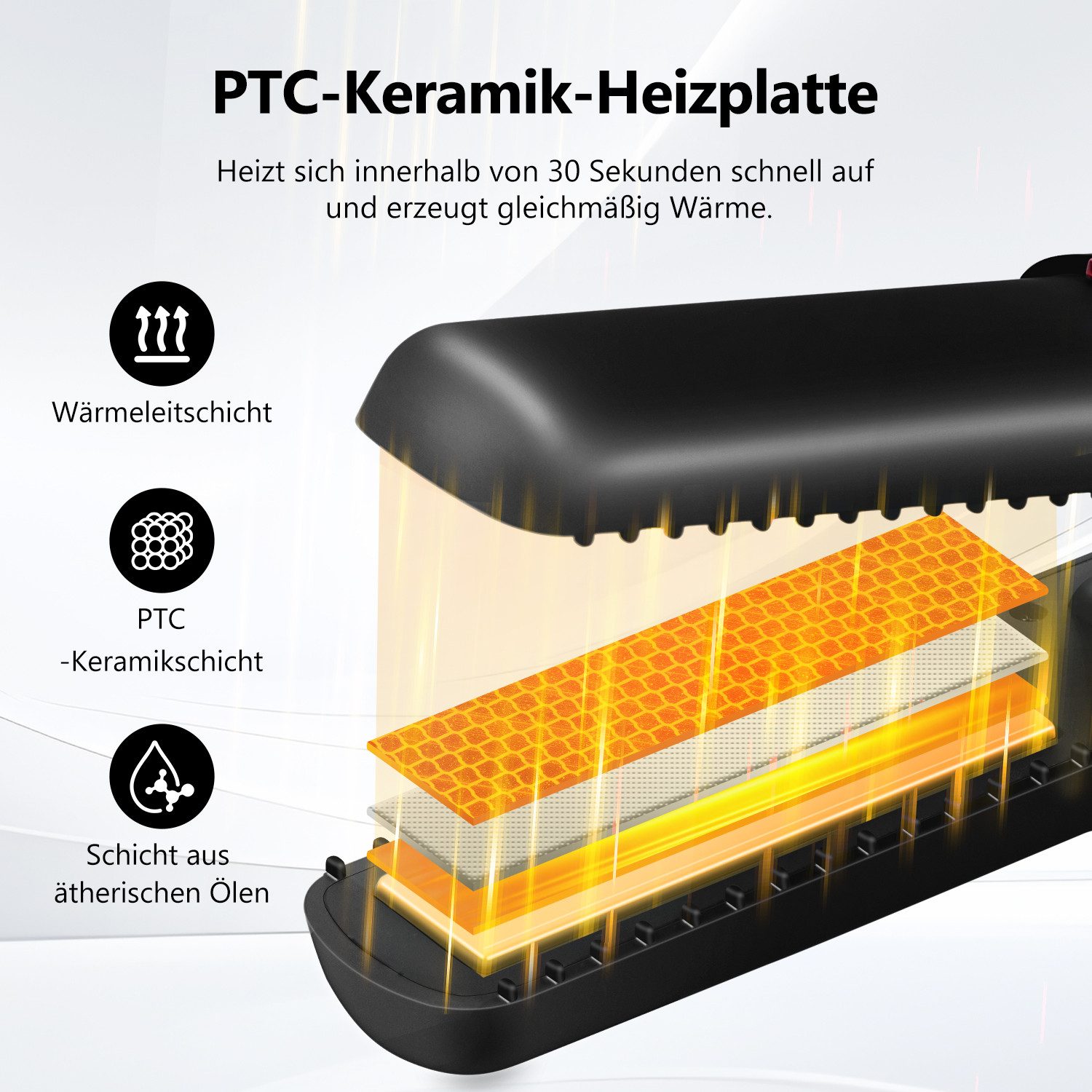 CkeyiN Mini-Reiseglätteisen kabelloser Haarglätter 2-in-1-Haarglätter Locken & Glätten 160℃-220℃ Keramik-Beschichtung, Nass- und Trockenanwendung, 7 Temperaturstufen, mit Hitzeschild Sicherheitsschalter LCD-Anzeige