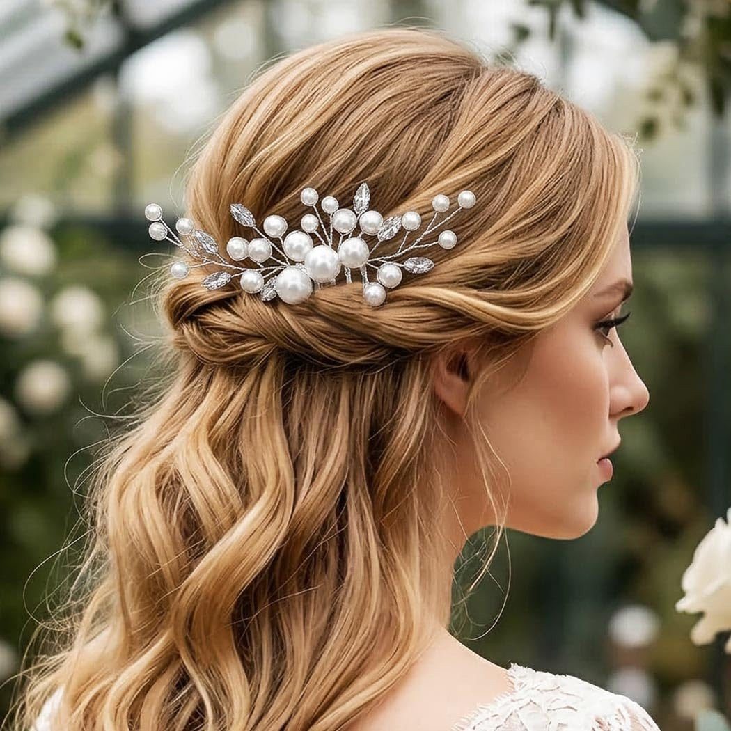 MOPUEA Diadem Braut Hochzeit Haarkamm, Schmuck-Sets für Hochzeitsfeiern (6*10.5CM, 1-tlg., 1 Haarkamm), Exquisite Handwerkskunst: Elegantes Design, ideal für Hochzeiten