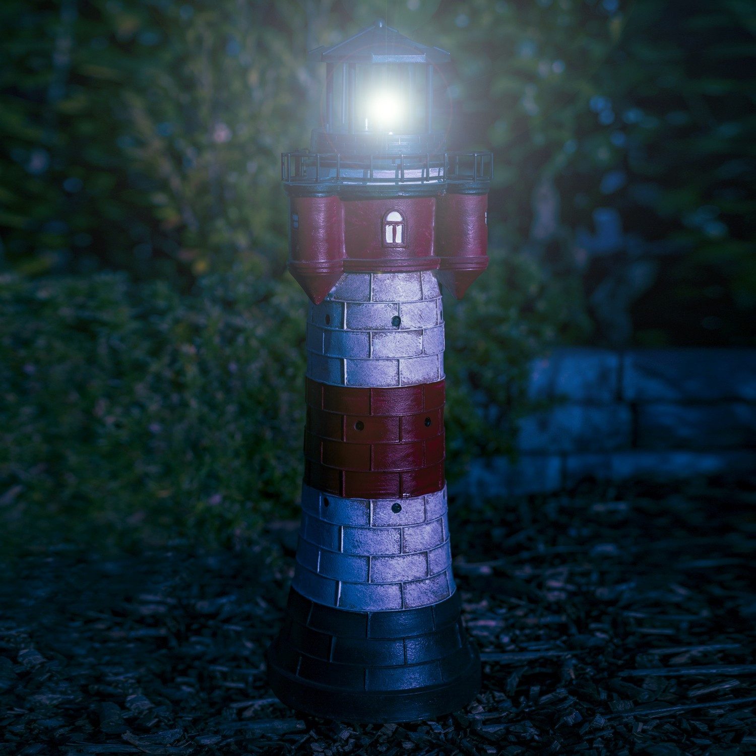 Fachhandel Plus Gartenfigur Leuchtturm Roter Sand LED Solar blinkend Mariti günstig online kaufen