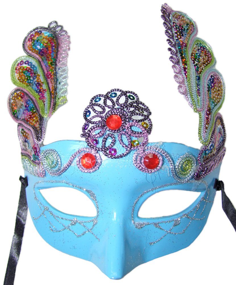 Das Kostümland Verkleidungsmaske Augenmaske Florenz mit bunten Pailletten Türkis