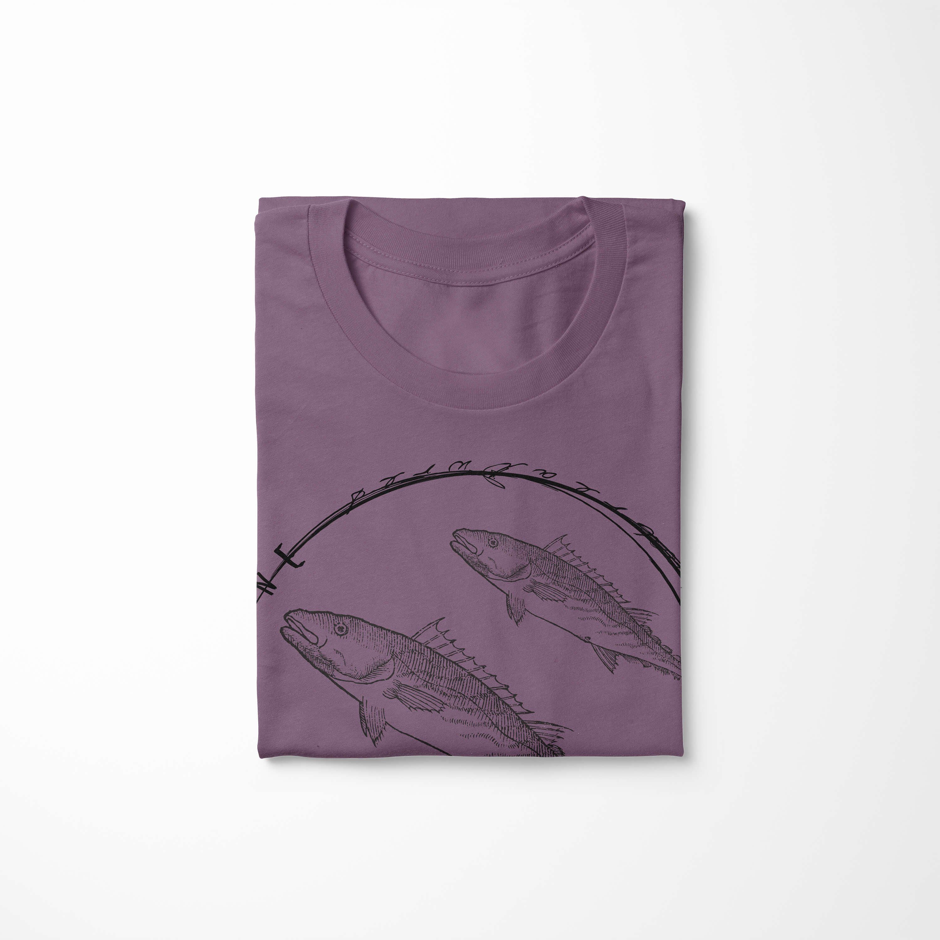 T-Shirt T-Shirt 094 Sea Fische Sinus Creatures, Sea / - Serie: und Struktur Shiraz Art Tiefsee Schnitt feine sportlicher