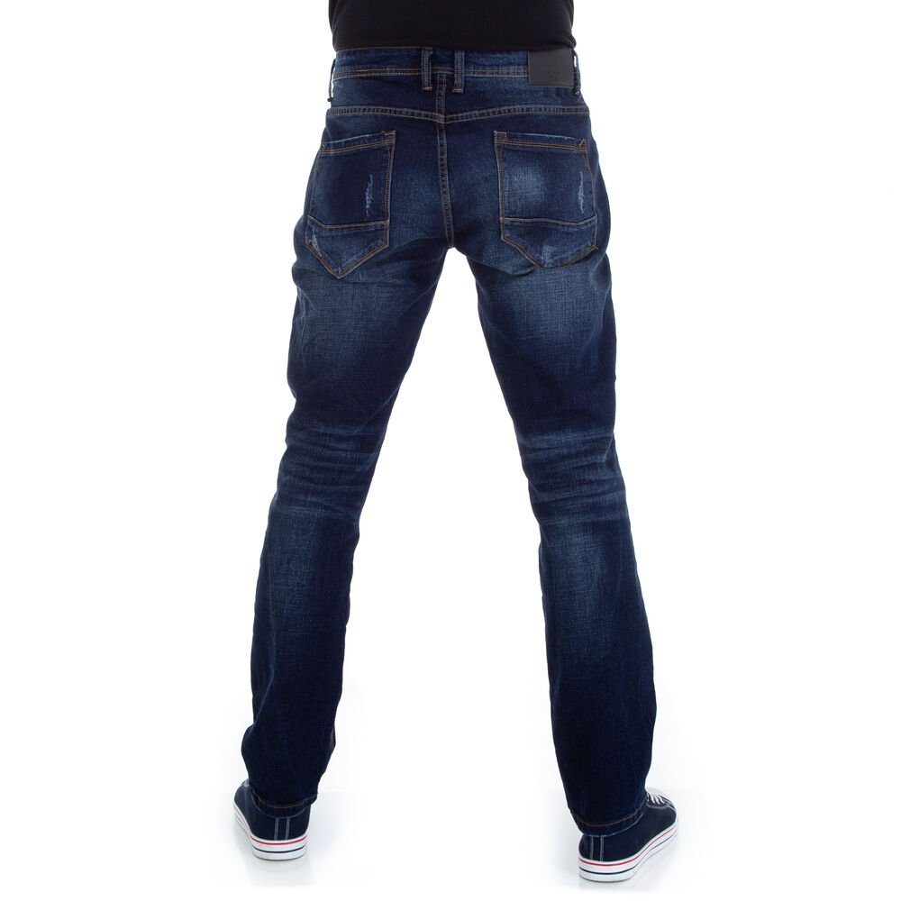 Ital-Design Dunkelblau in Jeans Herren Destroyed-Look Stretch-Jeans Freizeit