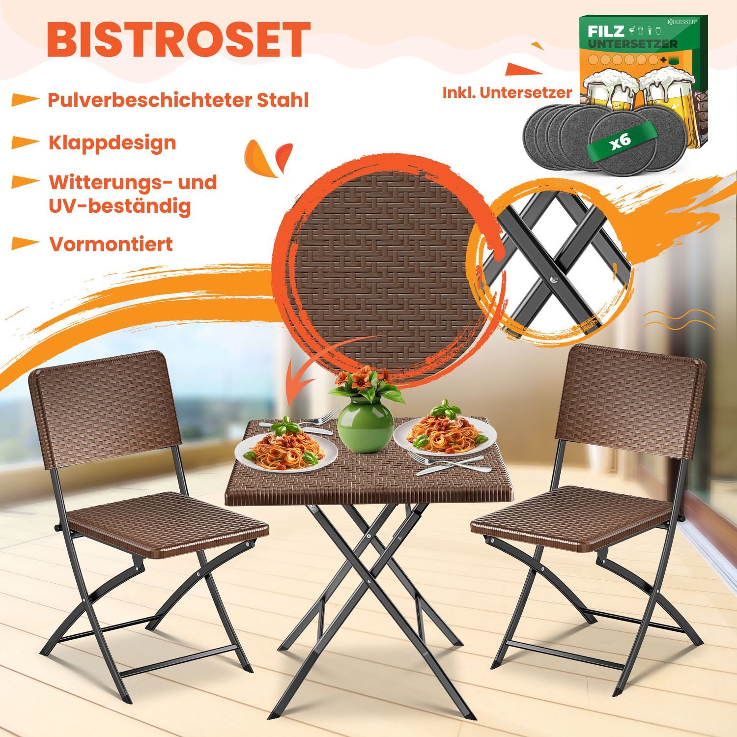 KESSER Bistrotisch 3-teiliges Bistroset (3-St., 1x günstig online kaufen
