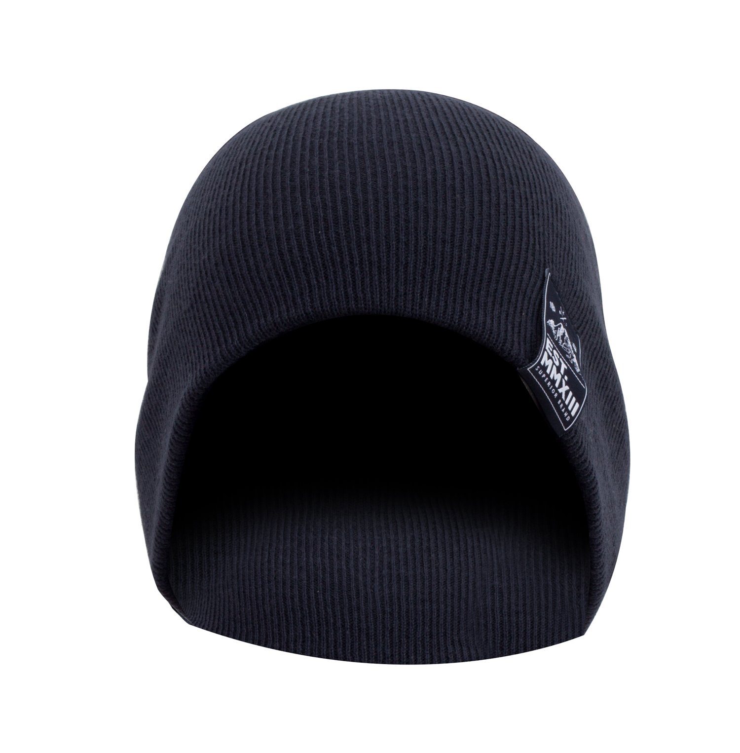 Manufaktur13 Beanie Slouch Beanie - Long Beanie, Mütze, lang, Strickmütze mit Echt-Leder/Stick Veredelung