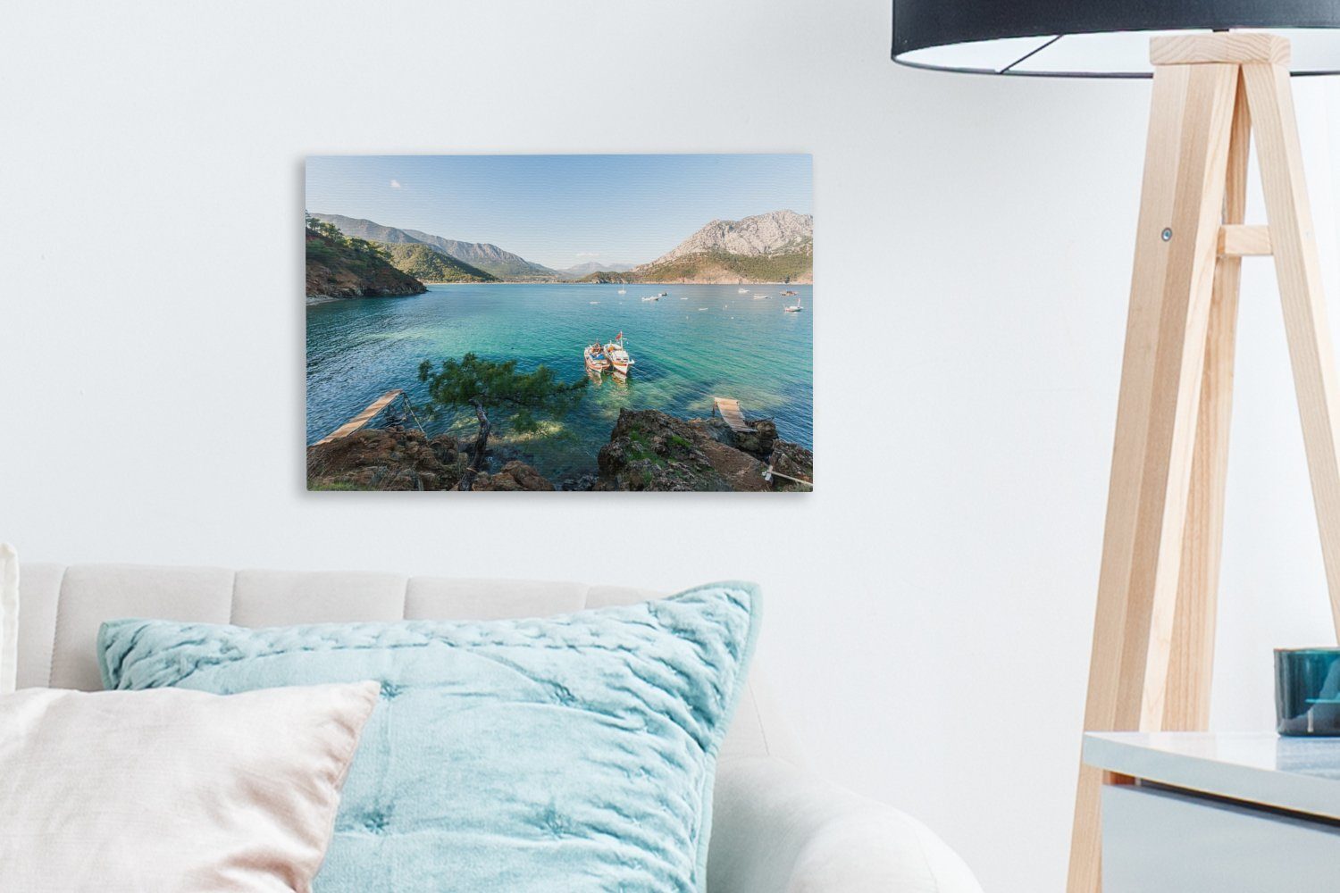 Leinwandbilder, Buchten Leinwandbild 30x20 Wanddeko, von (1 cm OneMillionCanvasses® Die Antalya, Aufhängefertig, St), türkischen Wandbild