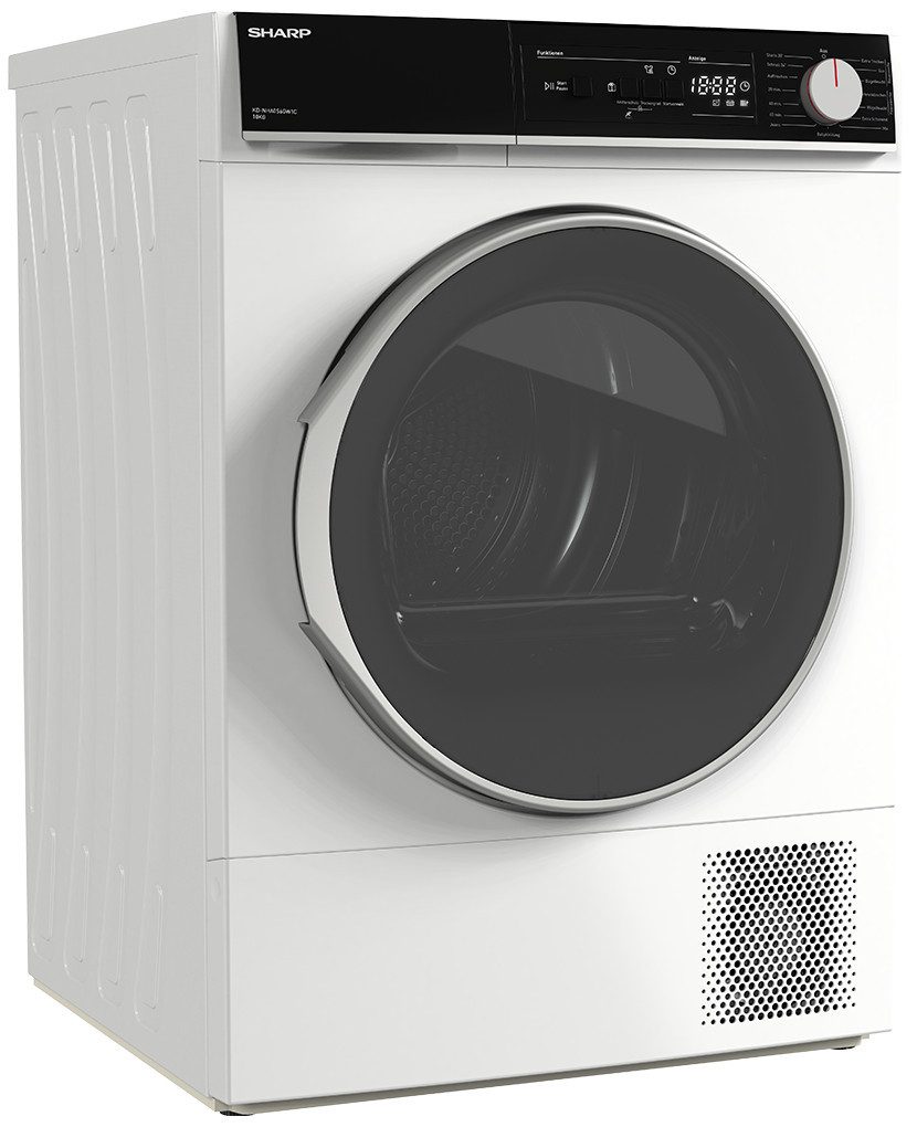 Sharp Wärmepumpentrockner KD-NHA0S6GW1C-DE, BubbleDrum, Trommel-Innenbeleuchtung, Knitterschutz