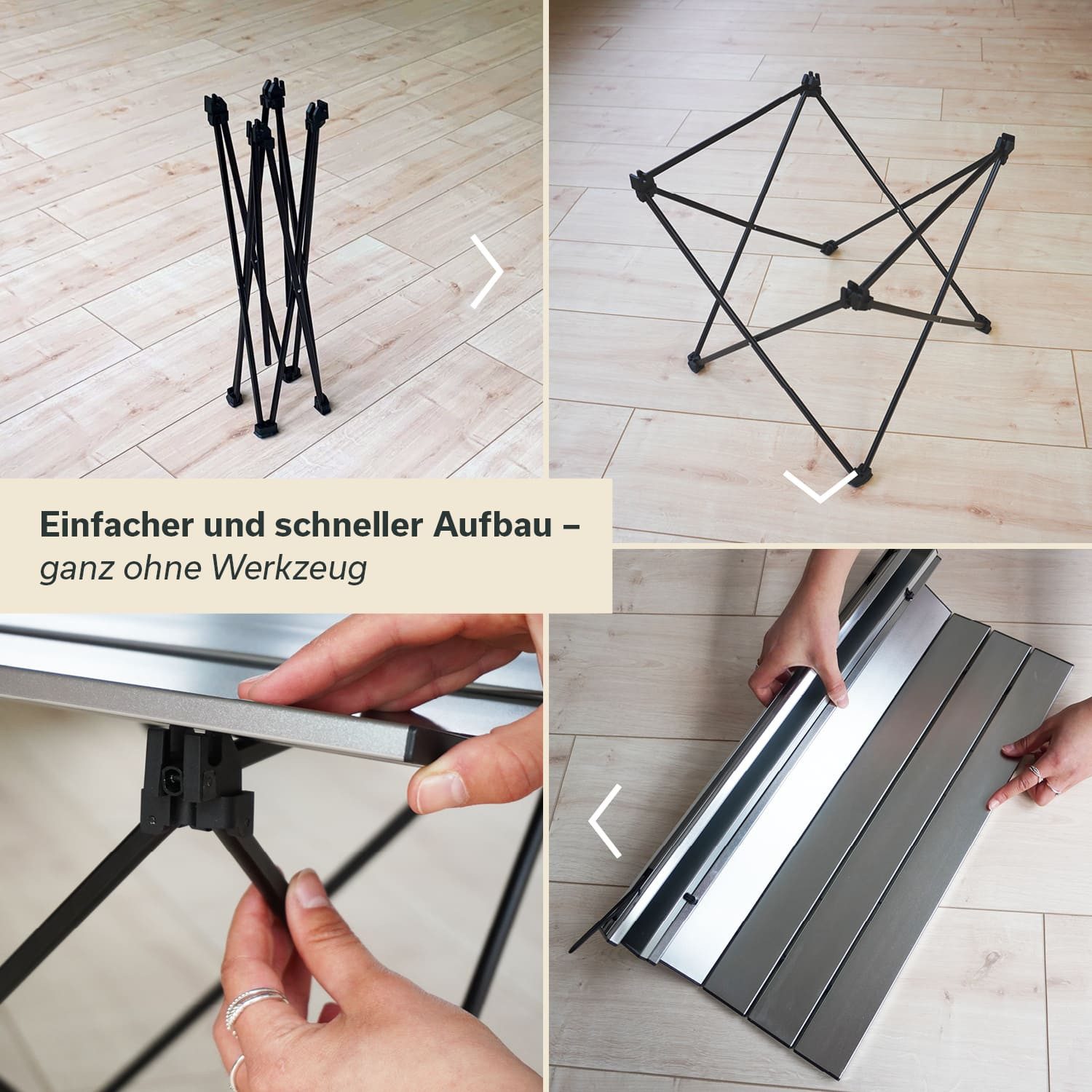 Skandika Campingtisch Ruka M, Falttisch aus Aluminium, klappbar, sehr leicht, klein (Belastbar bis 20 kg, Gewicht 1,3 kg, Tragetasche), 56 x 41 x 40cm, einfacher Aufbau, Klapptisch für Zelte, Garten, Reisen