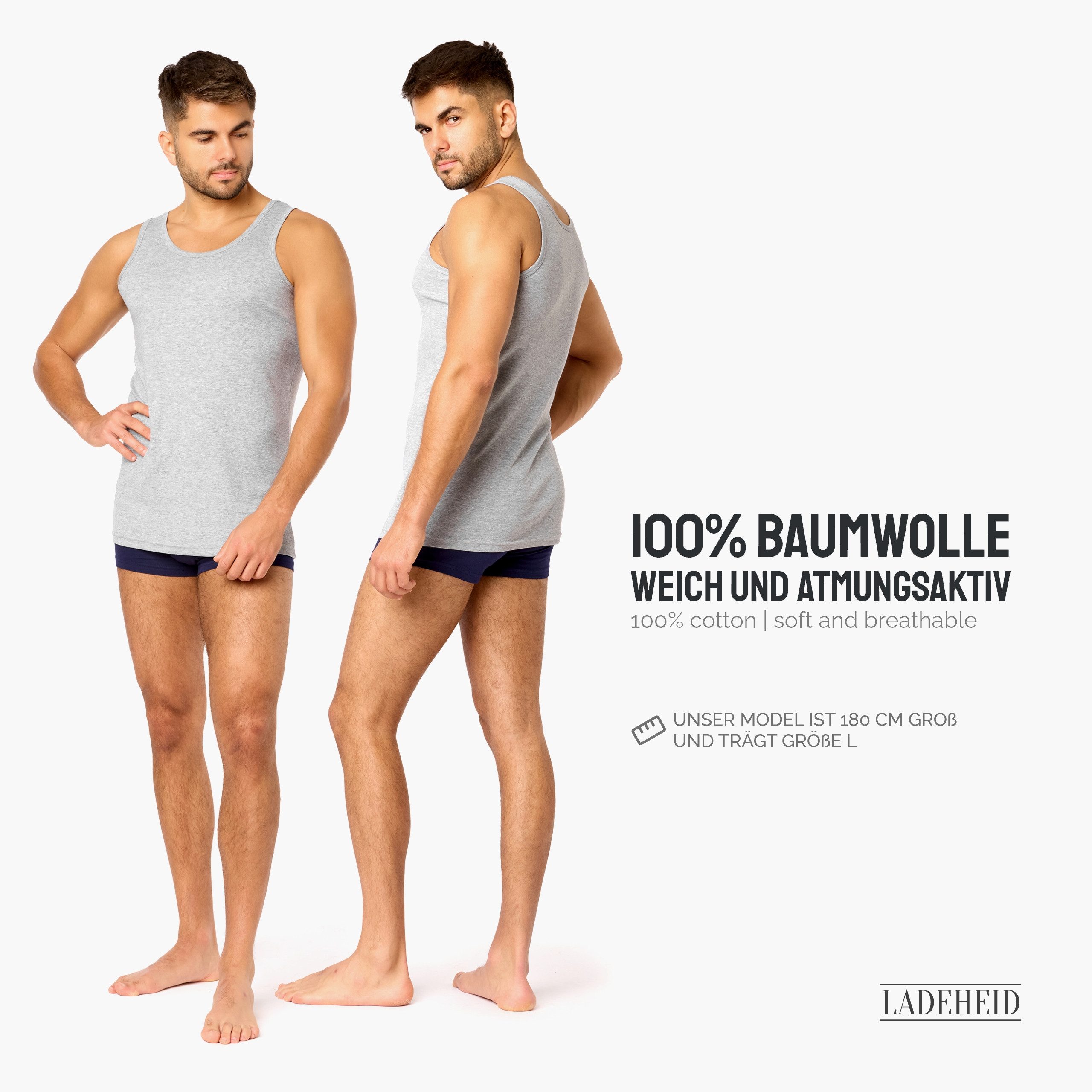Ladeheid Unterhemd Tanktop Herren Baumwolle Set 3 Stück LA40-258 (Set, 3er-Pack)