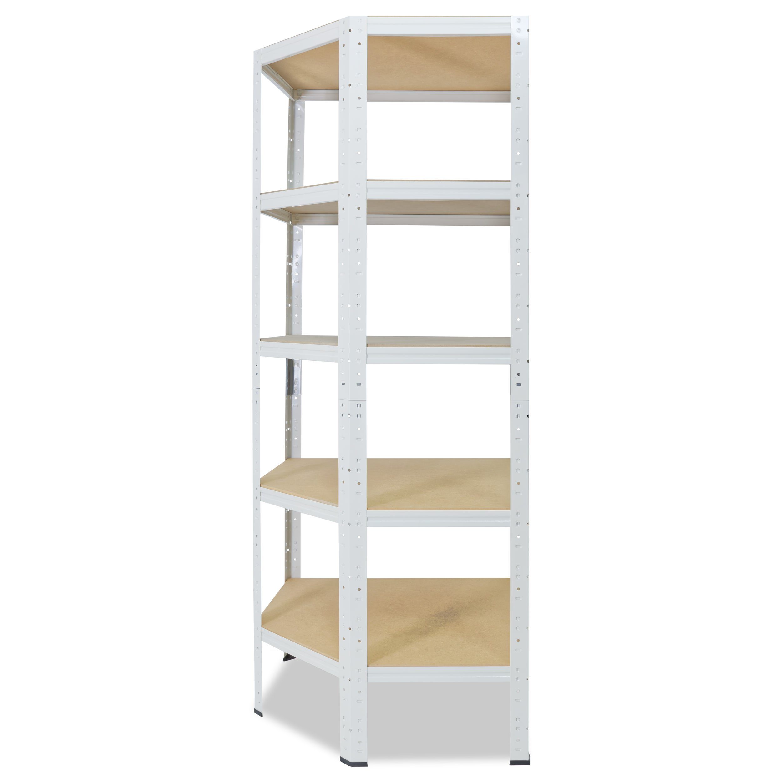 shelfplaza Steckregal Böden, 175kg Eckregal Shelf Ecke, HOME, Eckregal Schwerlastregal Corner verzinkt 5 Keller mit Eckregal Garagen 180x70x45cm Regal Metall weiß, Tragkraft stehend