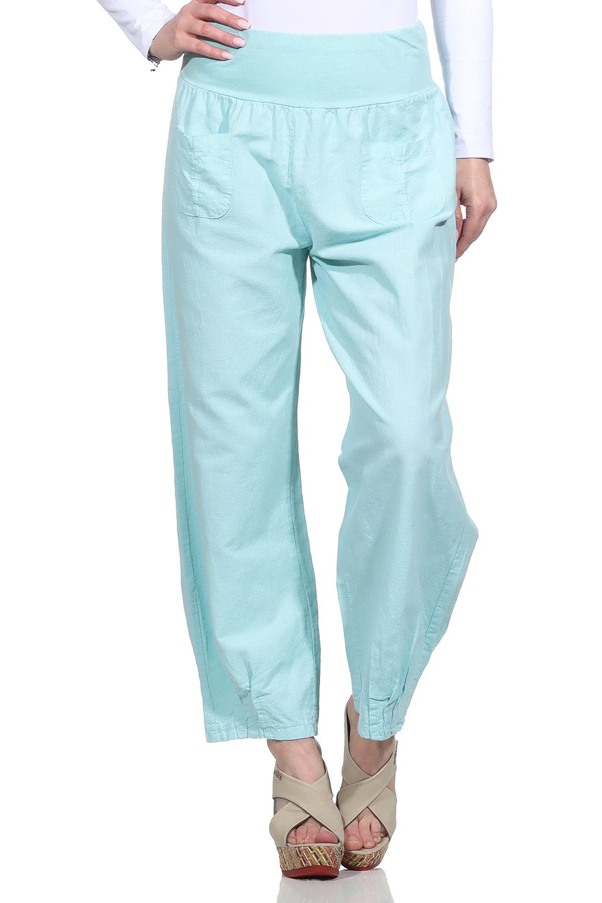 Aurela Damenmode Leinenhose Sommerliche Leinen Pumphose günstig online kaufen