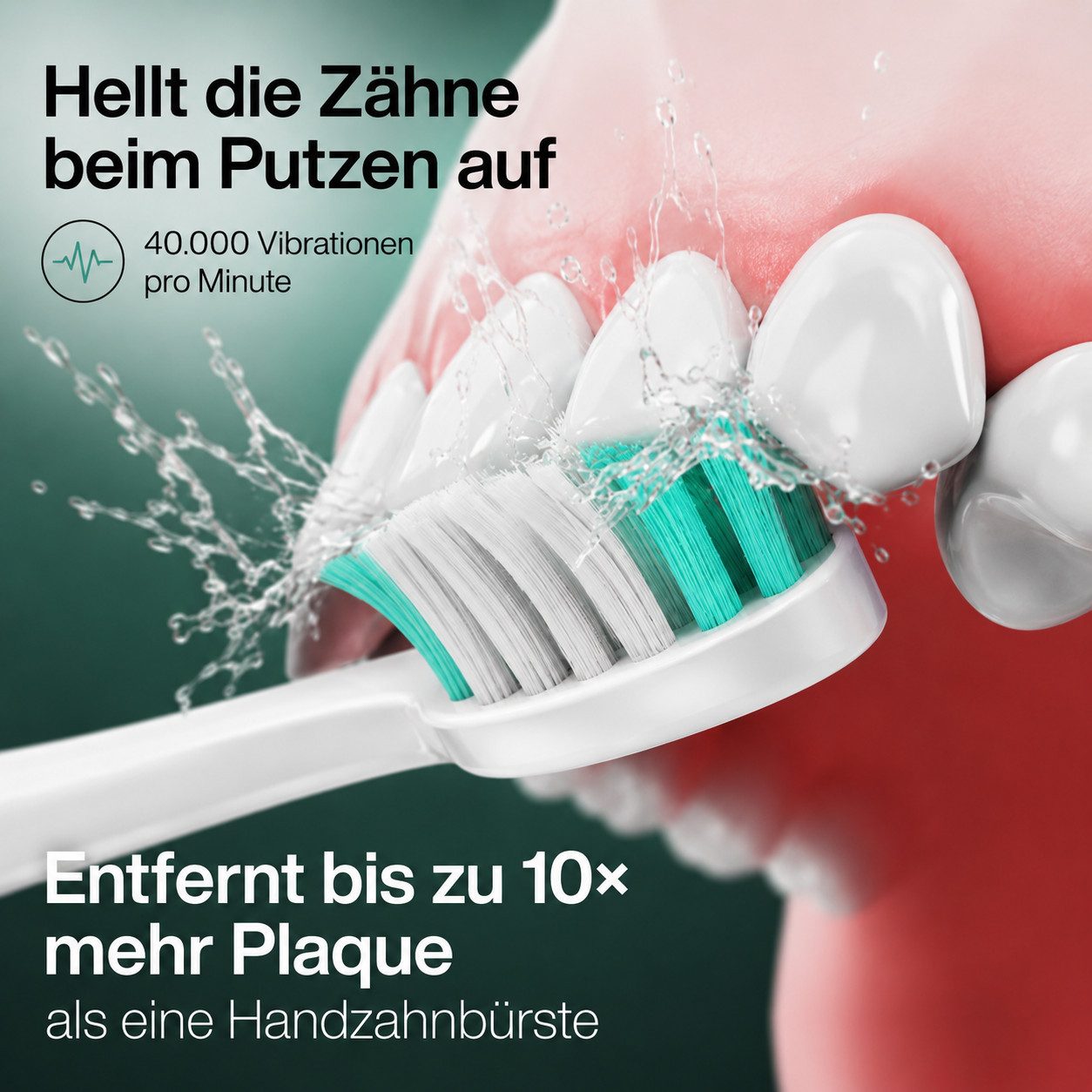 ibettertec Elektrische Zahnbürste Schallzahnbürste für Zahnpflege, mit 5 modi, Aufsteckbürsten: 8 St., 40000VPM UIltraschall, Putzdauer-Erinnerung, IP67 Wasserdicht, für Erwachsene und Kinder