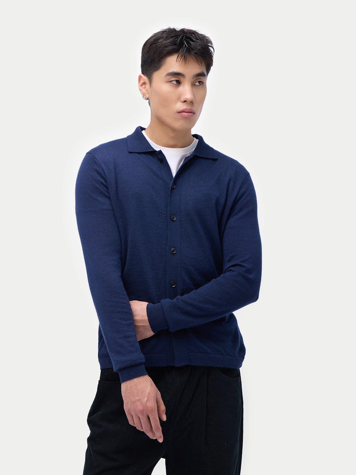 GOBI Cashmere Cardigan Strickjacke aus Kaschmir und Seide mit Polokragen