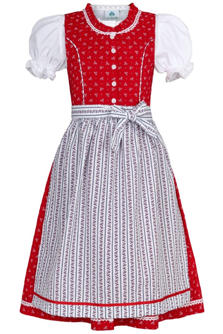 Isar-Trachten Dirndl Kinderdirndl 3tlg. - BEPPINA - himbeer, rot