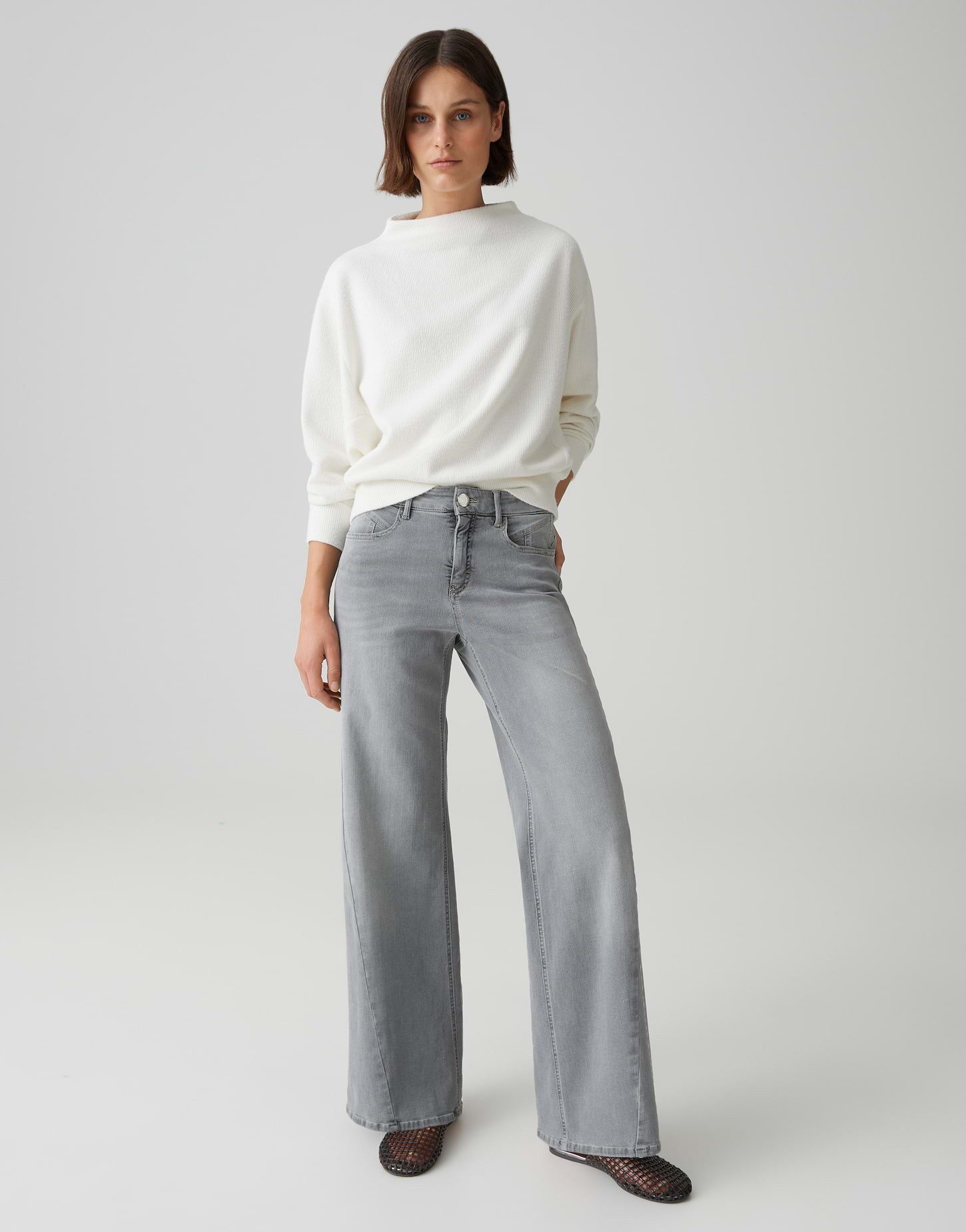 OPUS PANTS Palazzohose MELLY COOLEST Palazzo aus BCI Cotton Mix Mid Rise verdeckter Zip-Fly, weicher Griff, authentische Waschung