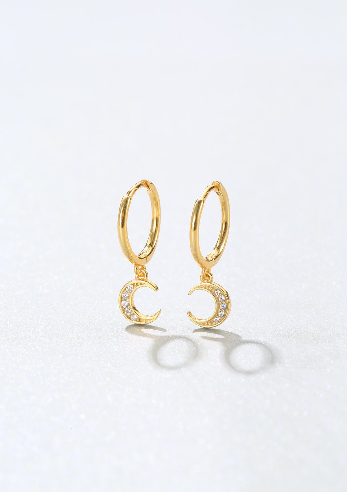 Hey Happiness Paar Creolen Silber Halb Mond Zirkonia, Ohrringe 18K Gold hän günstig online kaufen