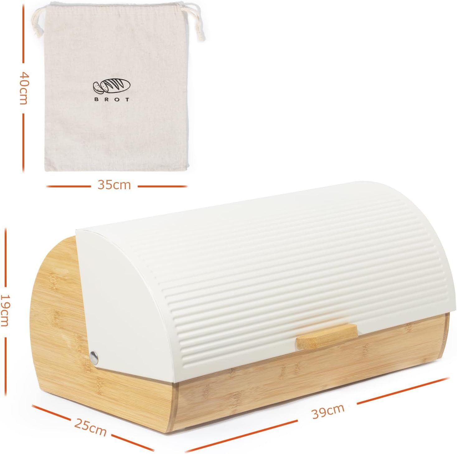 Zedelmaier Brotkasten Brotkasten Bambus mit Rolldeckel Brotbox Rollbrotkasten, (Set, 1x Brotbox mit Deckel inkl. 1x Brotbeutel)