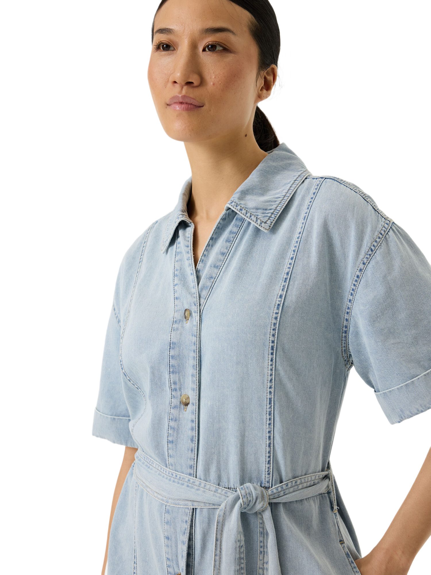 Garcia Partykleid blau,Casual,Baumwolle,Unifarben,Hemdblusenkragen,Kurz,Relaxed Fit