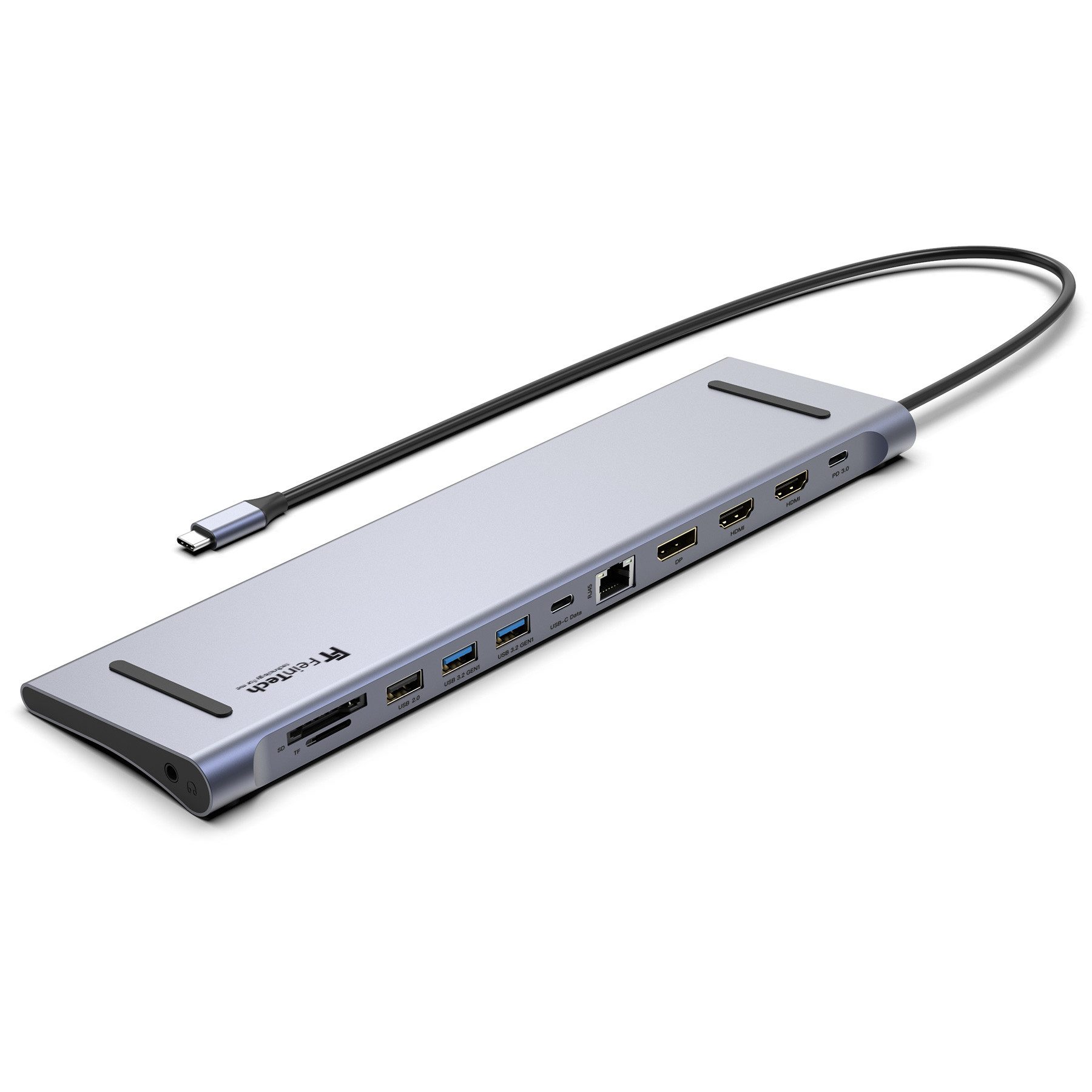 FeinTech Laptop-Dockingstation CX301 USB-C Docking-Station 12in1 Triple Display, (1 St)