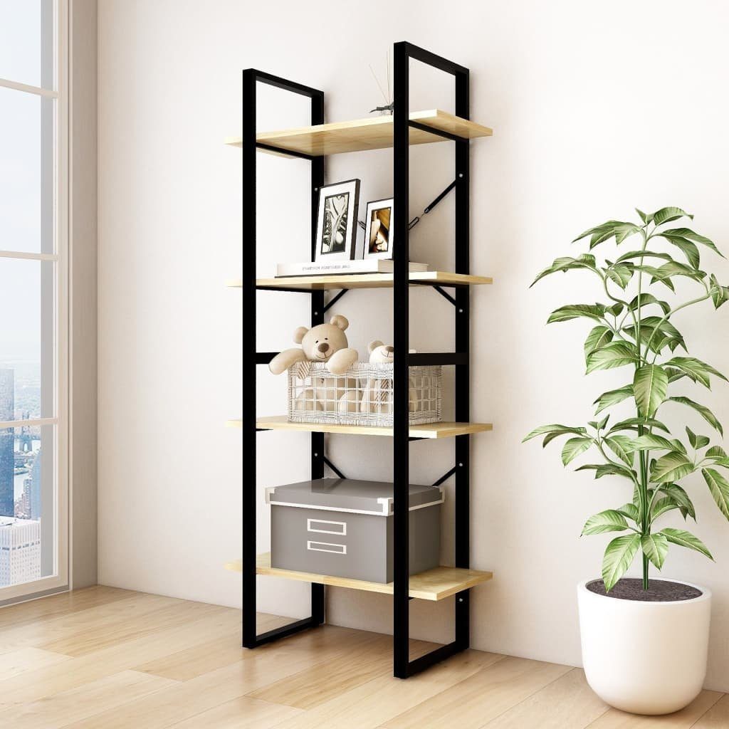 vidaXL Bücherregal aus Kiefern-Massivholz, Metall in unbehandelt, B/H/T: 60x140x30 cm