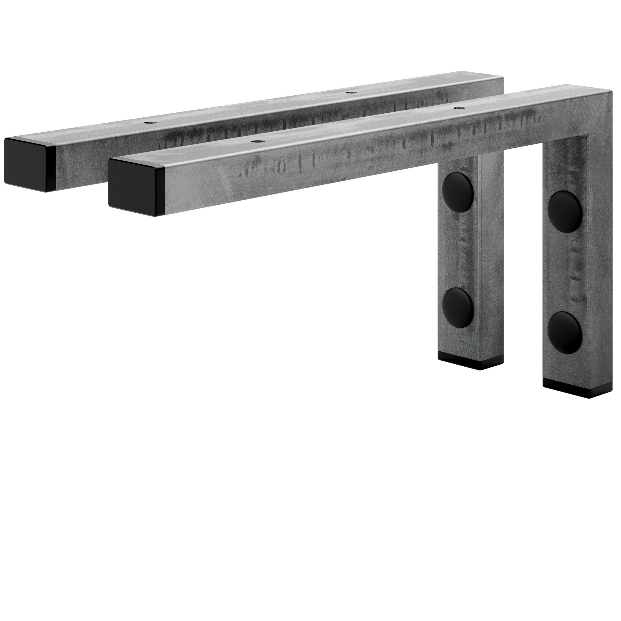 HOLZBRINK Wandregalhalter Wandkonsole L-Form, 2-tlg. SET, Industriestahl pulverbeschichtet, massive Ausführung