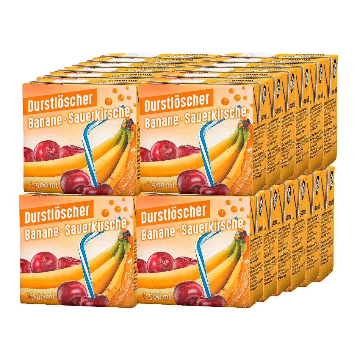 DURSTLOESCHER Softgetränk, Durstlöscher Banane Sauerkirsche Fruchtsaftgetränk 500ml 24er Pack