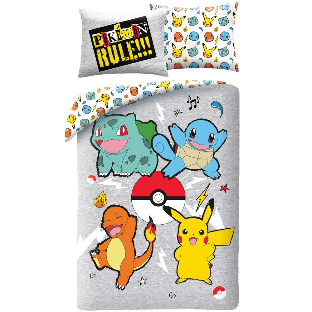 Kinderbettwäsche Pokémon Rule! Bettwäsche-Set 140×200cm, 70×90 cm Mikrofaser