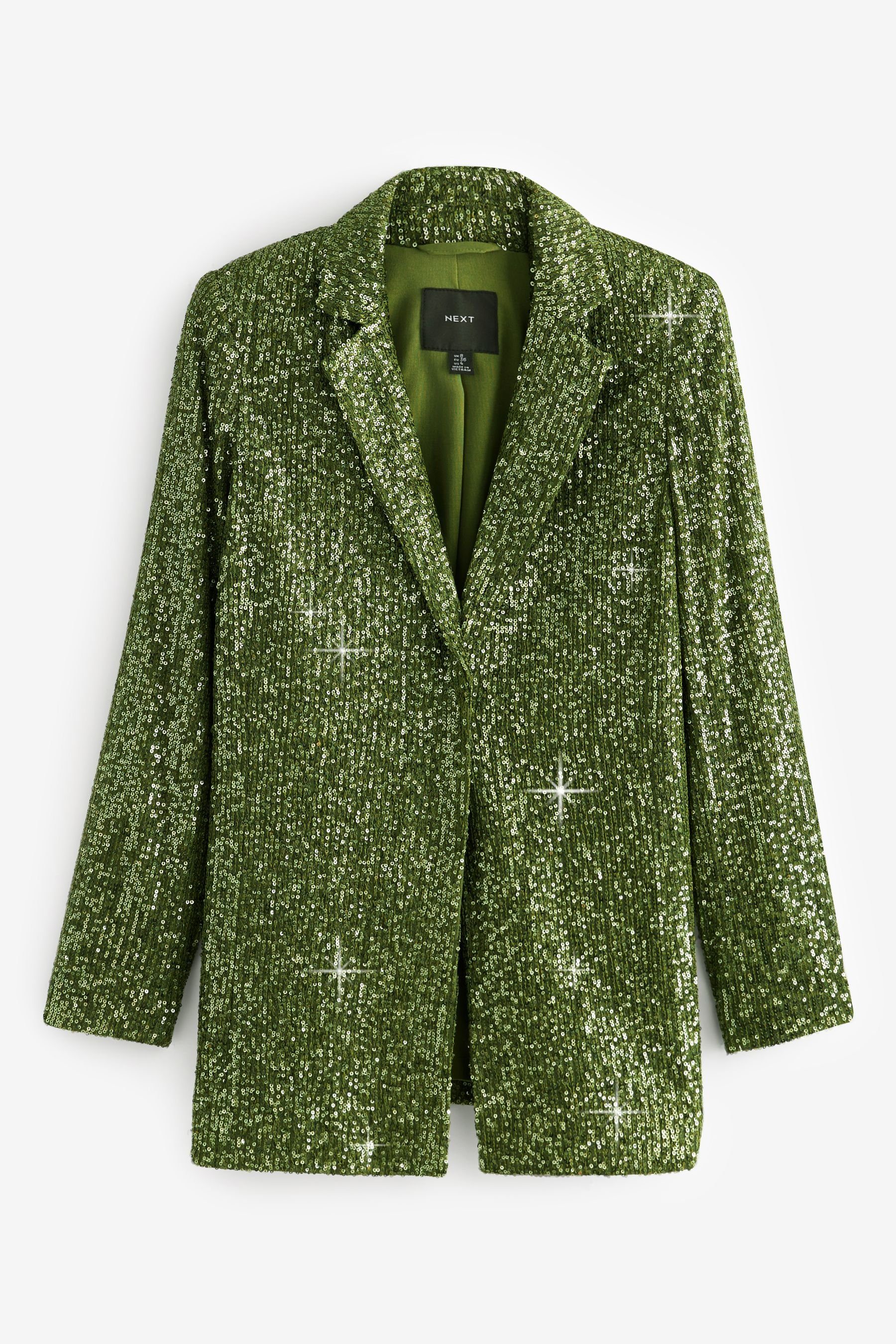 Next Jackenblazer Einreihiger Blazer mit und Tasche Green Pailletten (1-tlg)