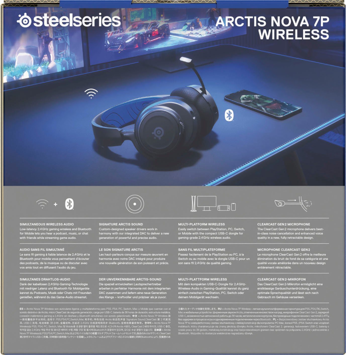 (Noise-Cancelling, SteelSeries Wireless) 7P Arctis Gaming-Headset Nova Bluetooth,